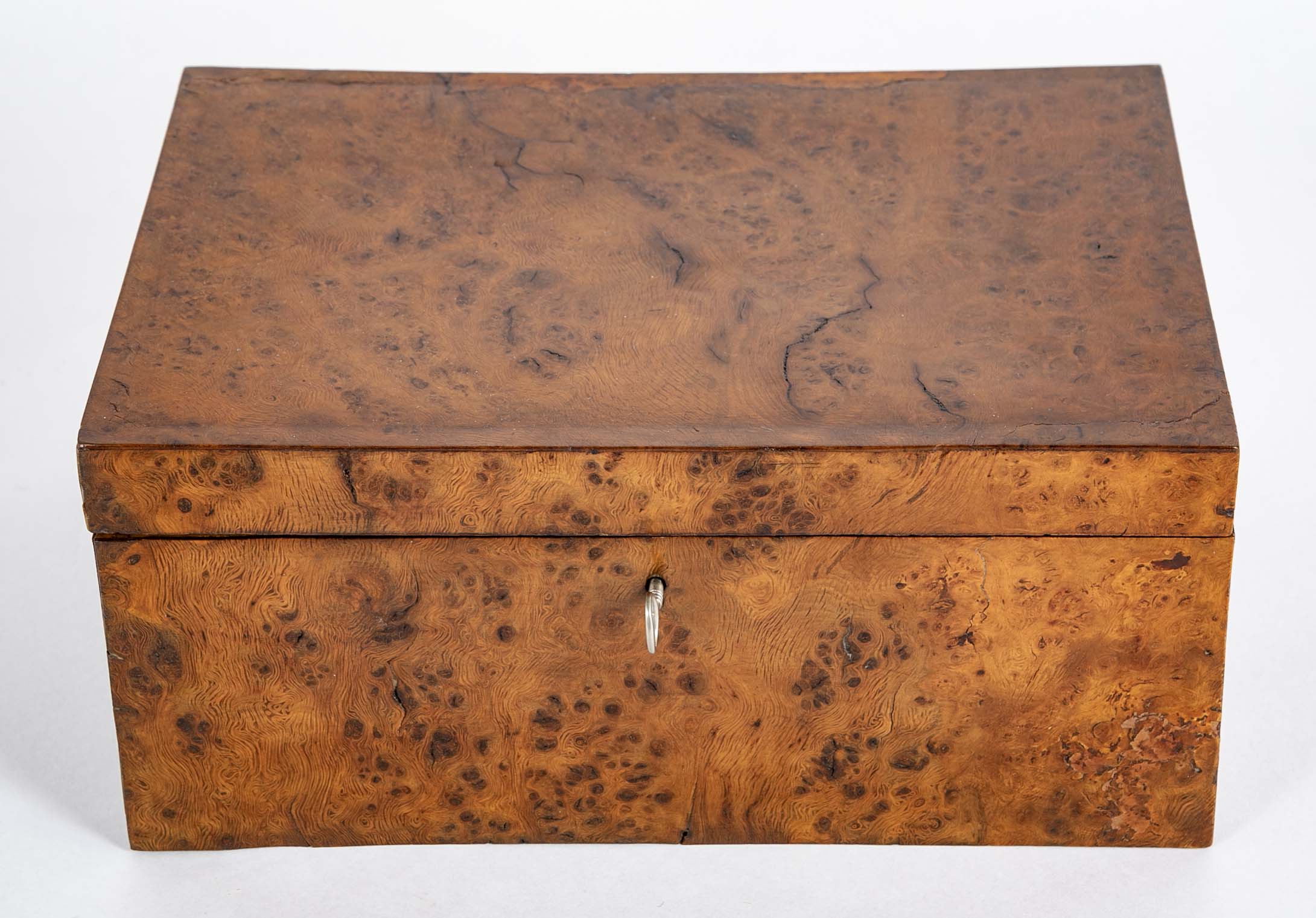 Early 19th Century Regency Burlwood Box with Key