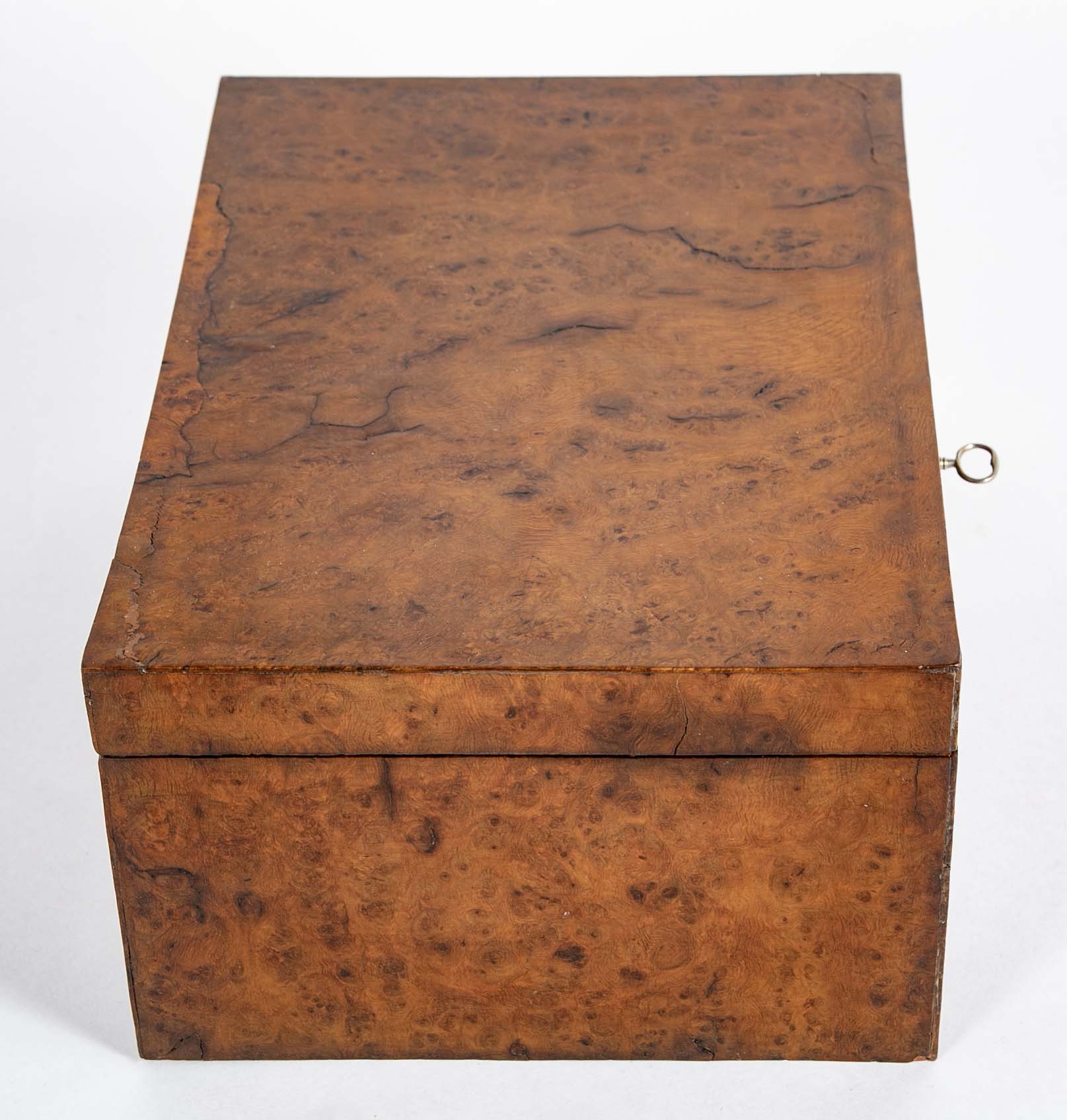 Early 19th Century Regency Burlwood Box with Key
