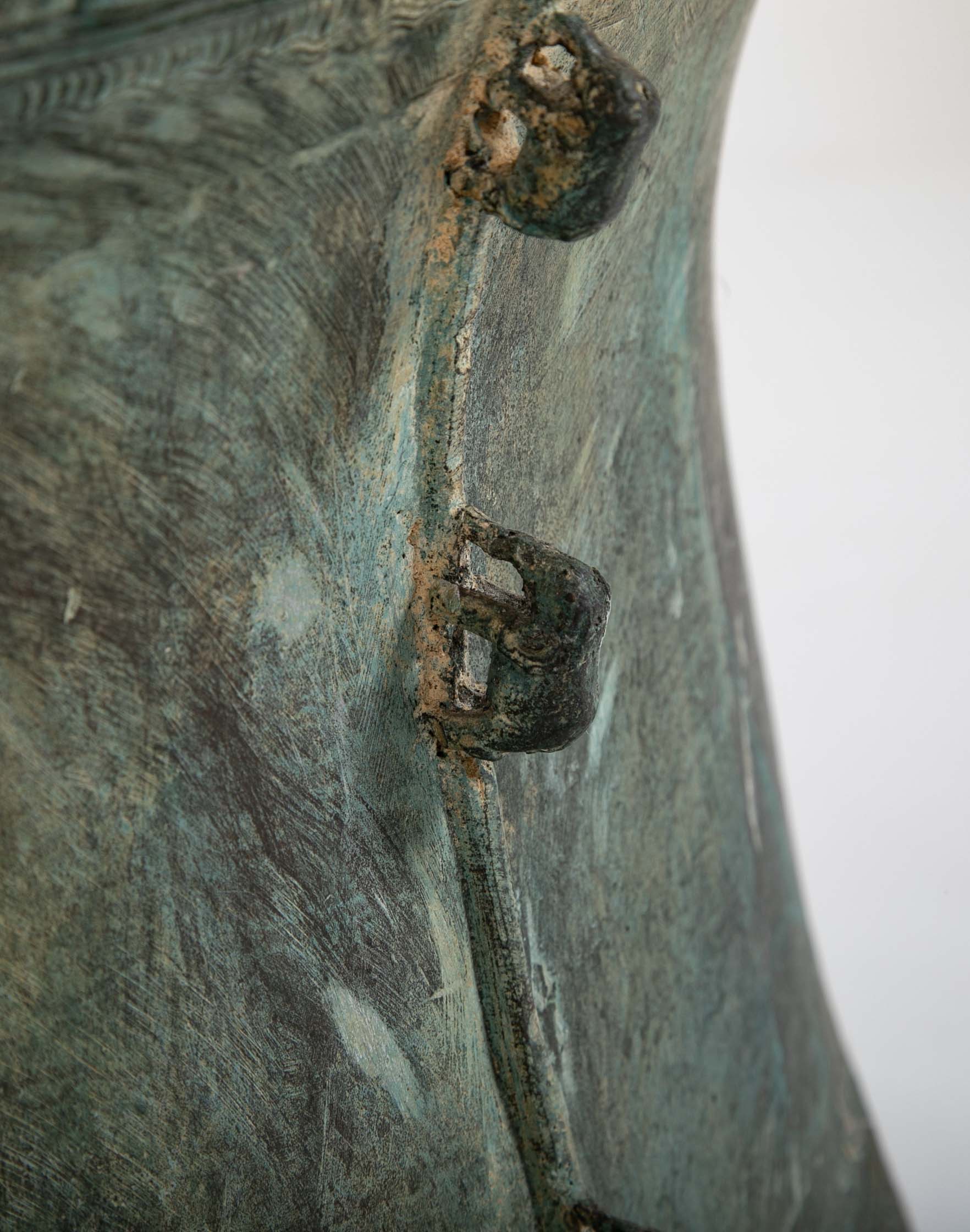 A Burmese Bronze Rain Drum with Verdigris Patina