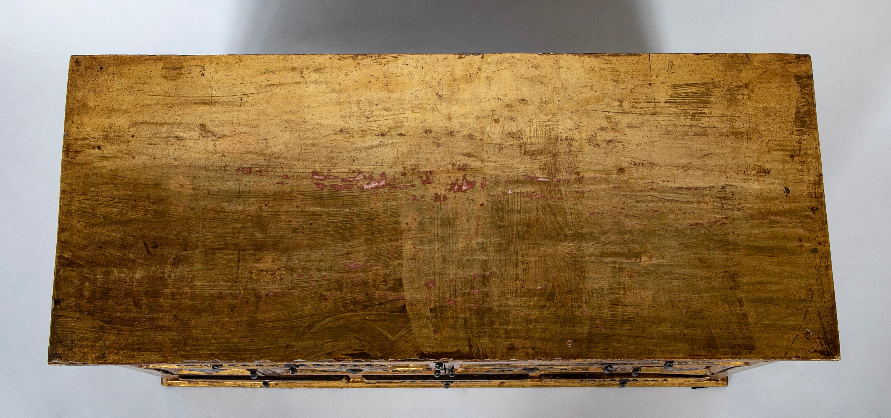 Spanish Colonial Gilt Wood Vargueno With Red and Black Paint