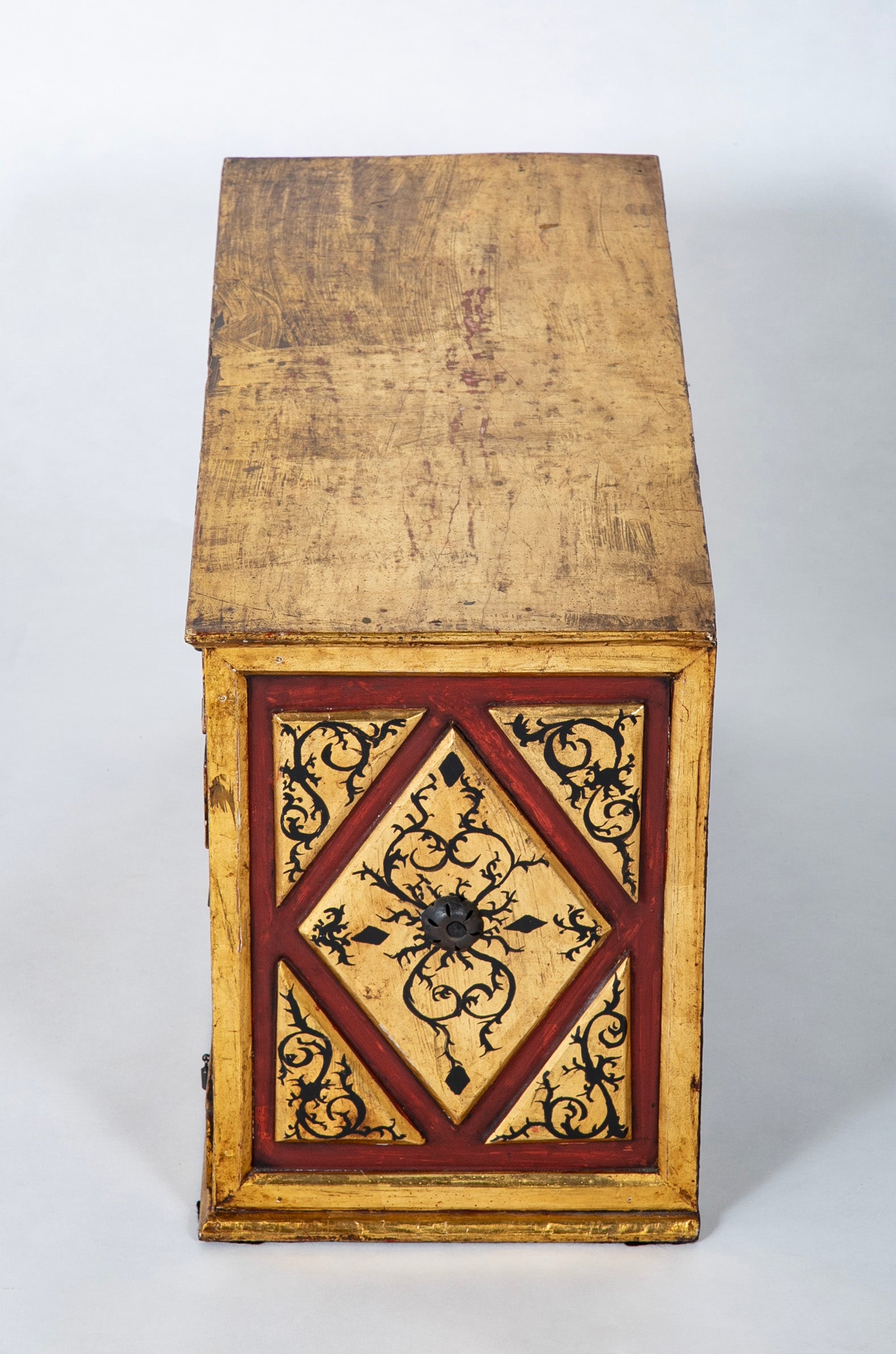 Spanish Colonial Gilt Wood Vargueno With Red and Black Paint