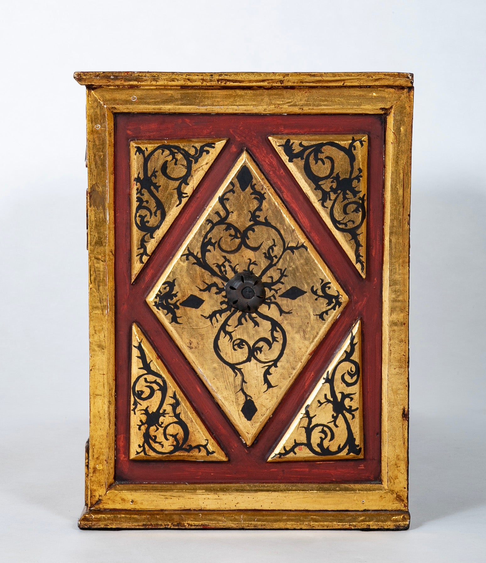 Spanish Colonial Gilt Wood Vargueno With Red and Black Paint