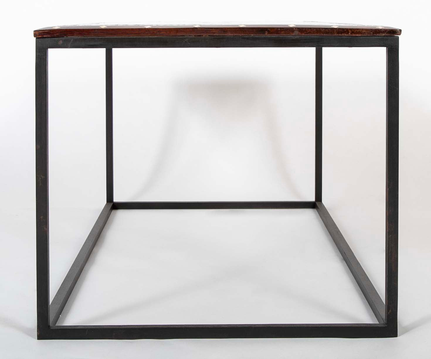 Anglo-Indian Coffee Table with Bone & Ebony Inlaid Rosewood Top