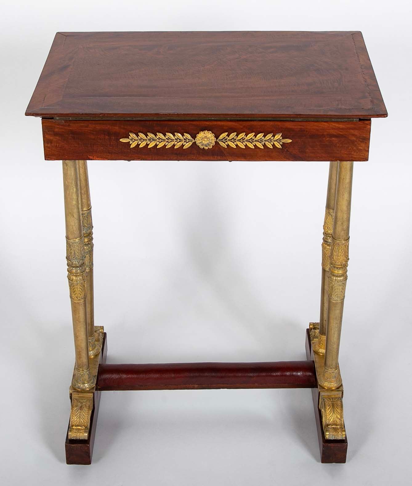 Baltic Neoclassical Mahogany Dressing Table with Gilt Bronze Legs and Mounts