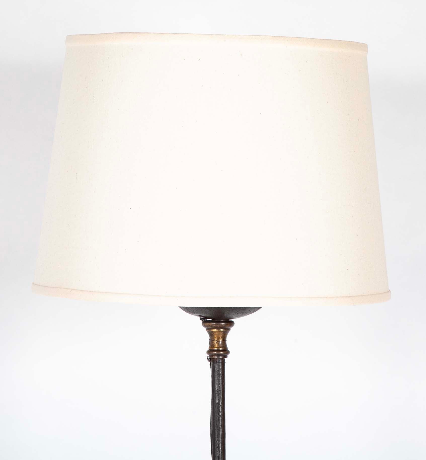 Pair Italian Baroque Style Wrought Iron and Bronze Torchere Floor Lamps