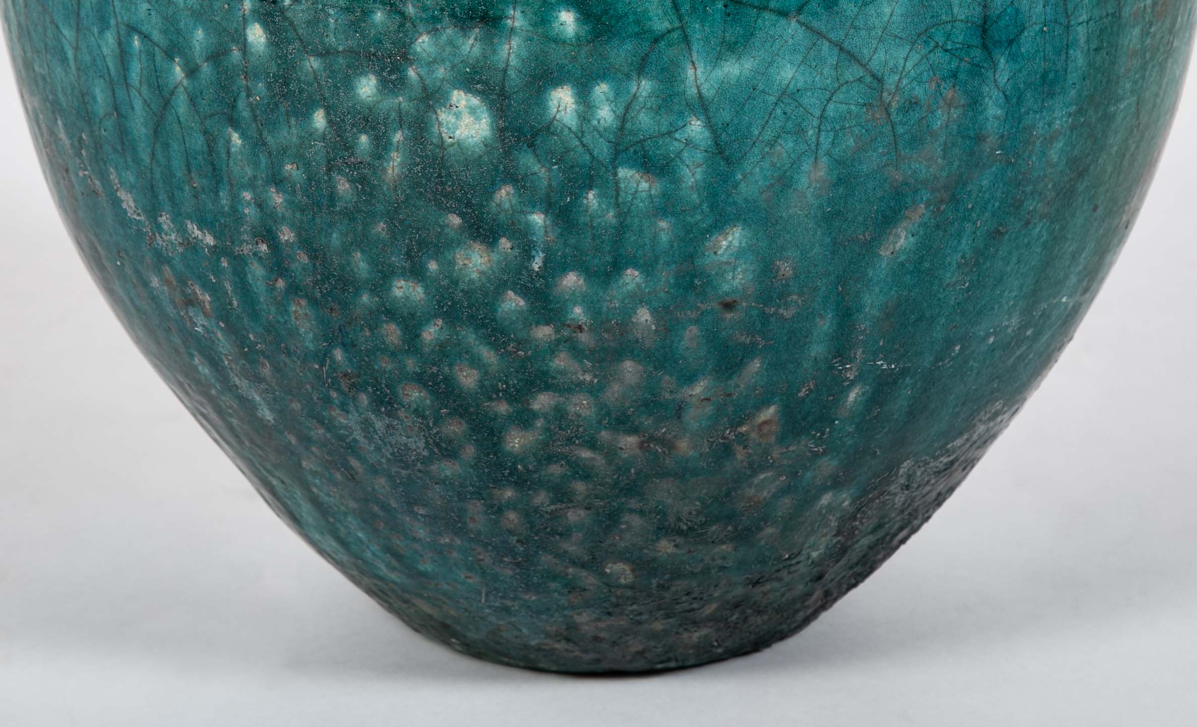 18th Century Ottoman Ceramic Jar With Blue Green Glaze