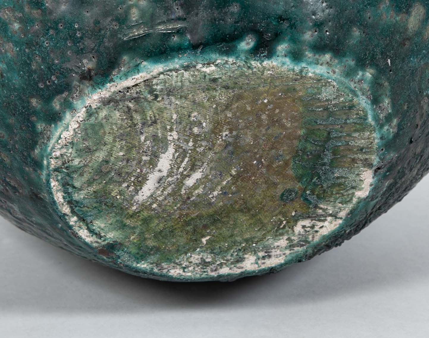 18th Century Ottoman Ceramic Jar With Blue Green Glaze