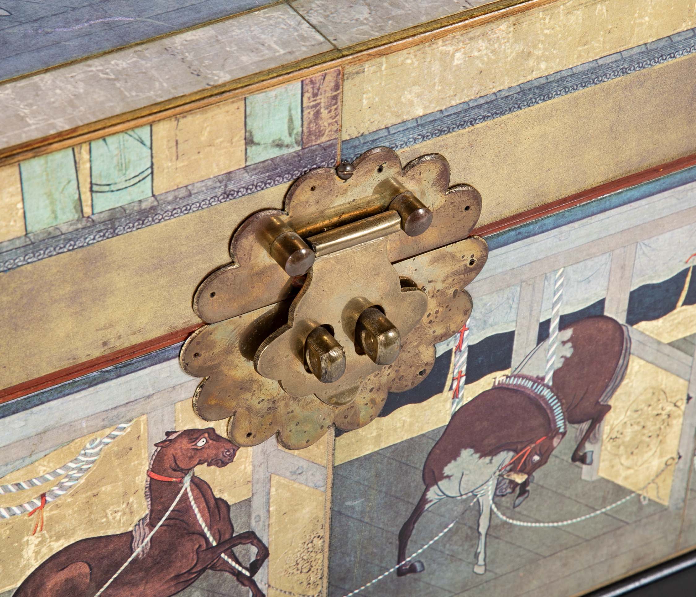 Japanese 18th Century Style Lacquered Coffee Table With Scenes of Horses