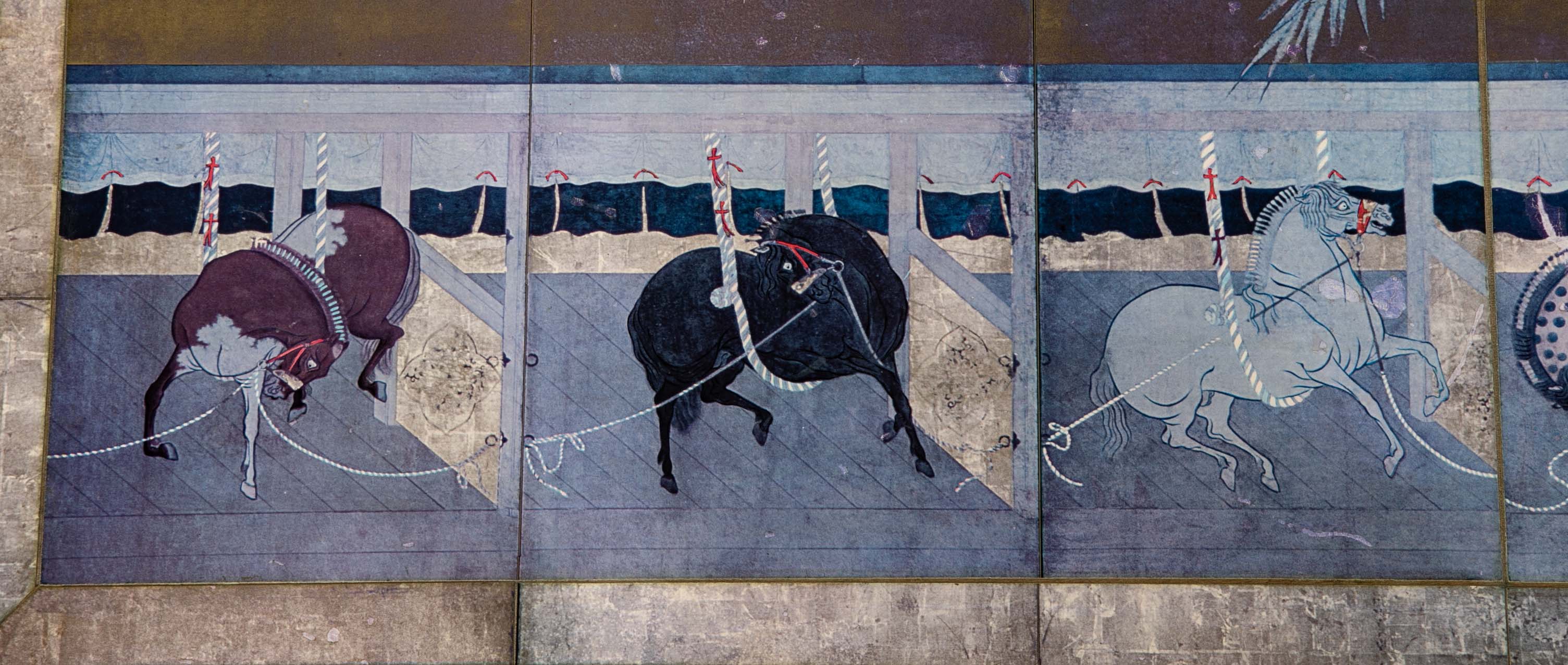 Japanese 18th Century Style Lacquered Coffee Table With Scenes of Horses
