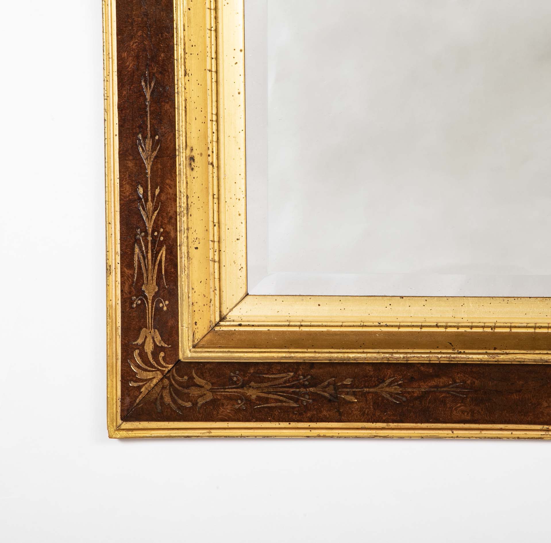 Italian Burlwood Frame with Incised Gilt Decoration and Molding