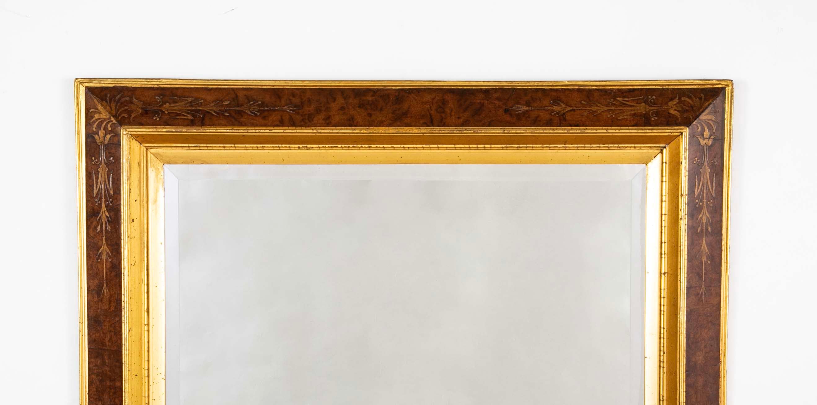 Italian Burlwood Frame with Incised Gilt Decoration and Molding
