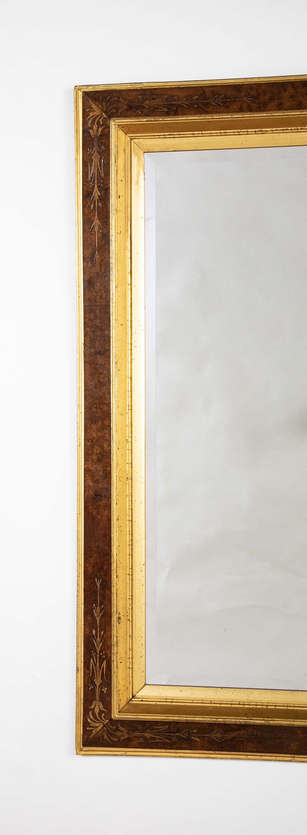 Italian Burlwood Frame with Incised Gilt Decoration and Molding