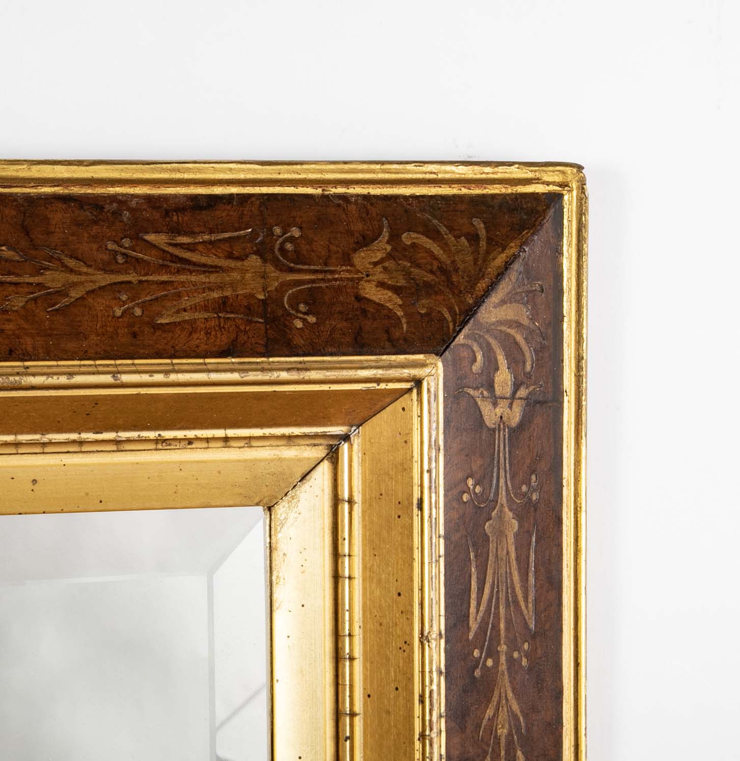 Italian Burlwood Frame with Incised Gilt Decoration and Molding