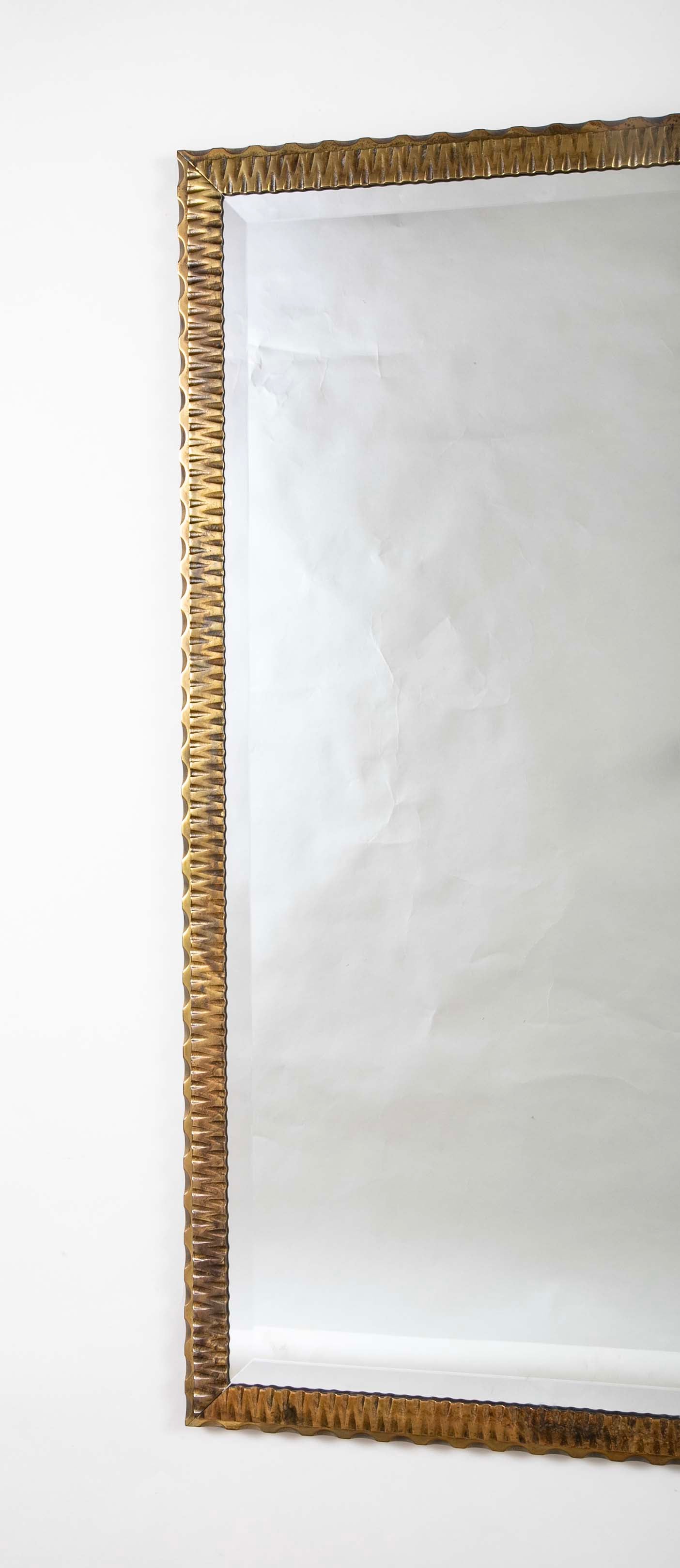 French Art Deco Bronze Wall Mirror in the Style of Edgar Brandt