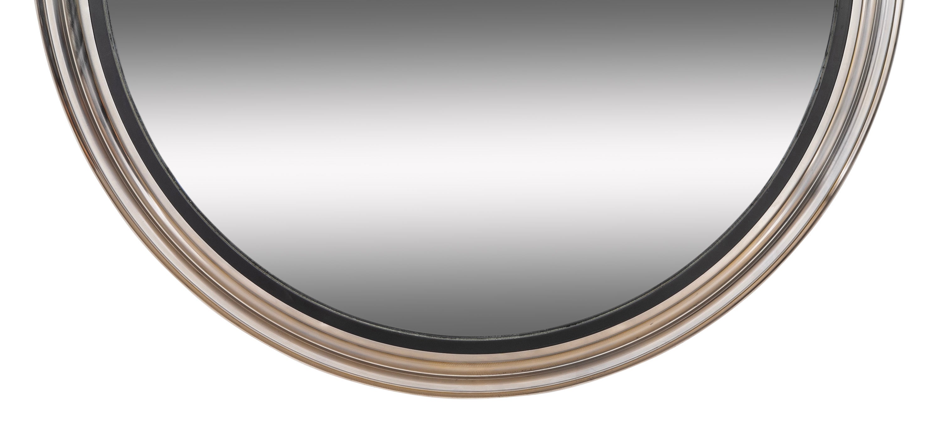 Regency Style Large Scale Brushed Steel Frame Convex Mirror