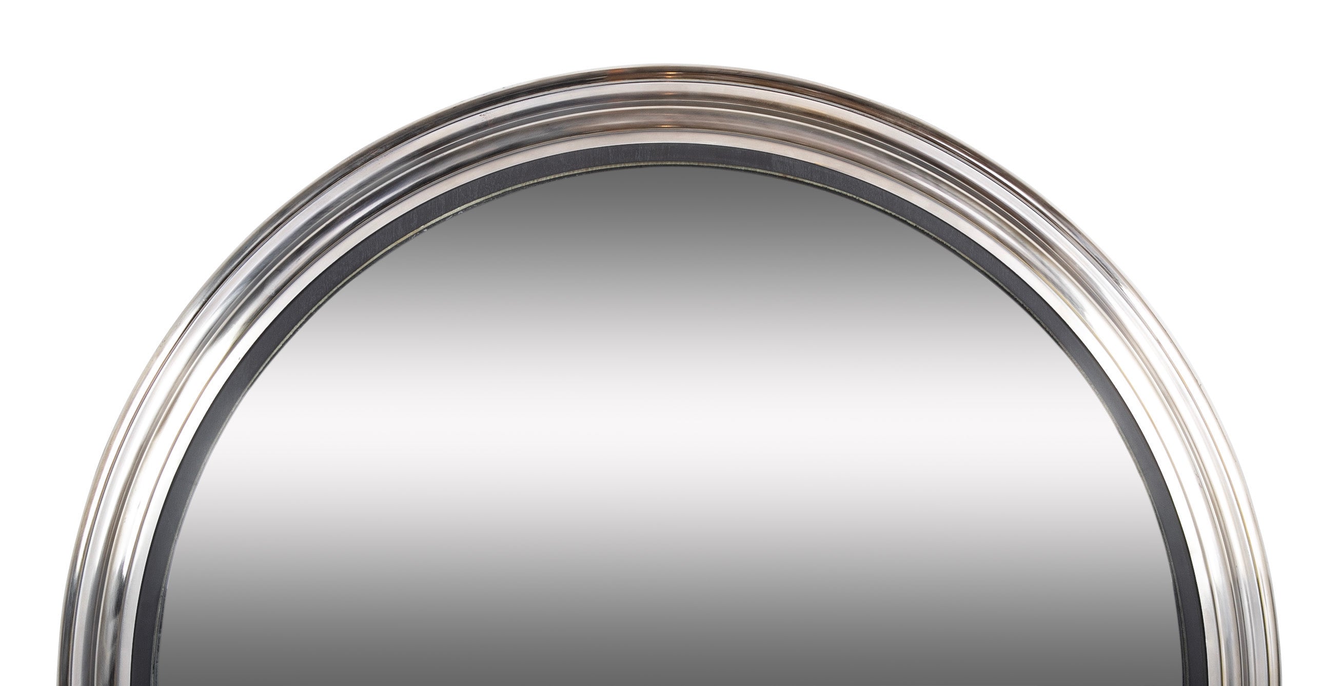 Regency Style Large Scale Brushed Steel Frame Convex Mirror