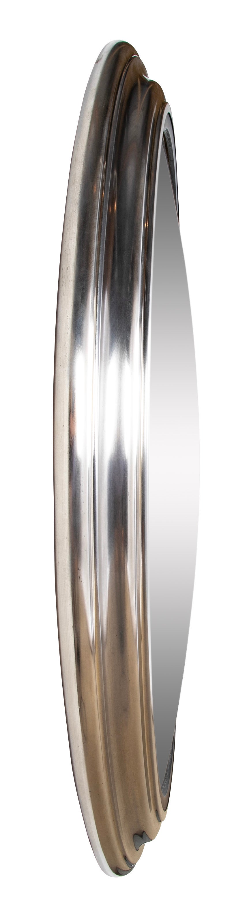 Regency Style Large Scale Brushed Steel Frame Convex Mirror