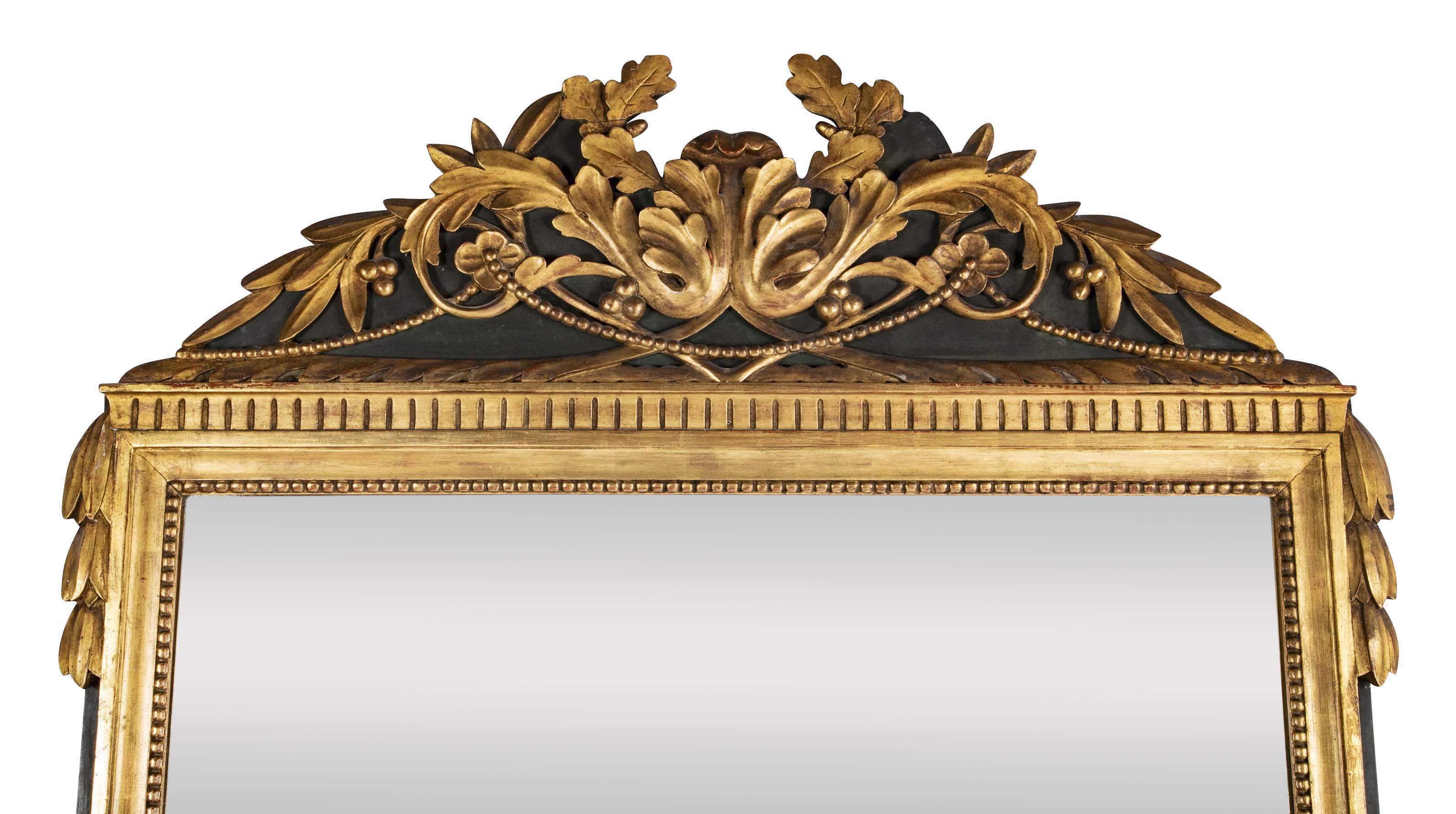19th Century Italian Neoclassical Gilt Wood & Painted Large Scale Mirror