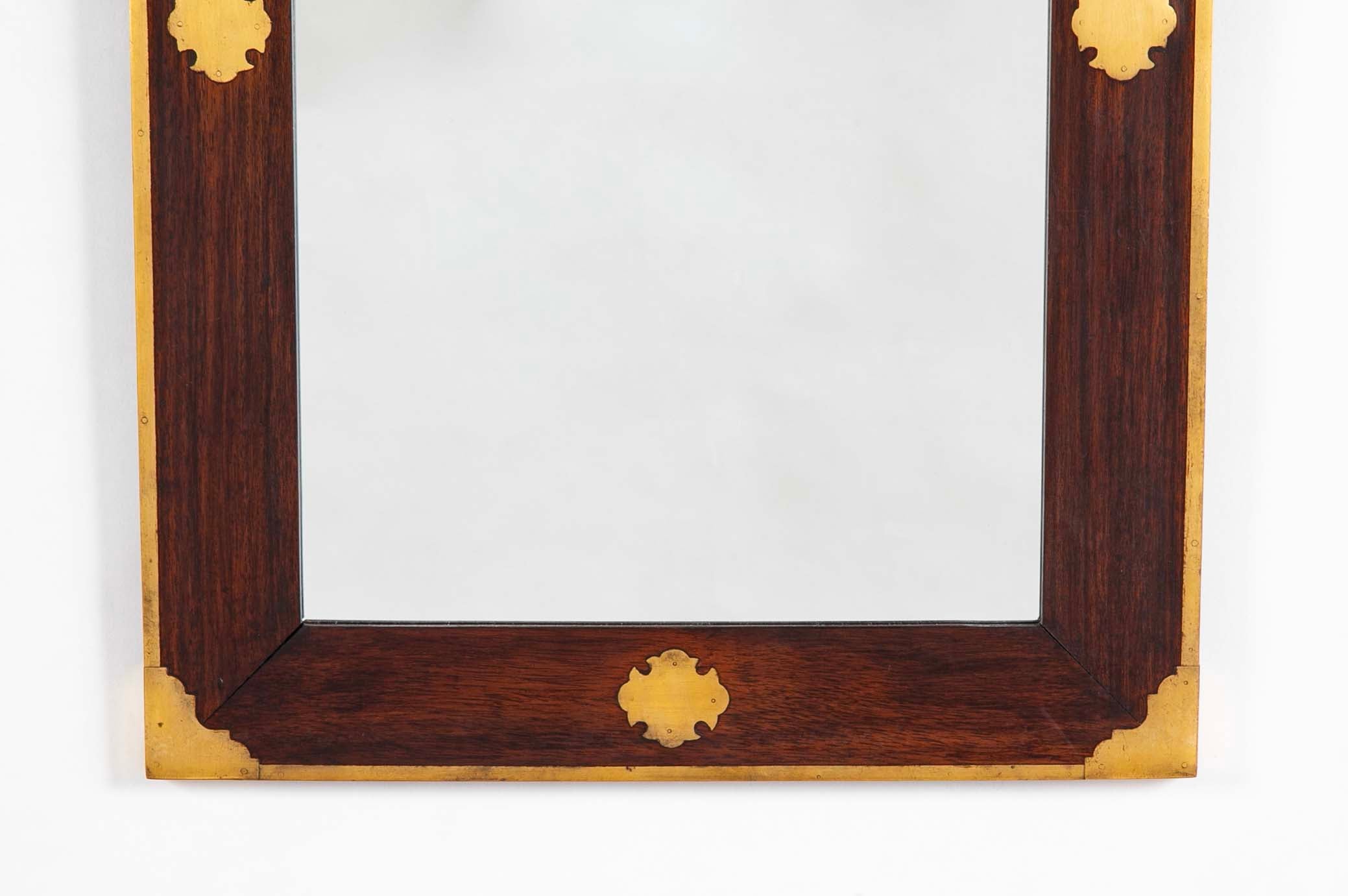 Regency Style Rosewood Mirror Frame with Brass Inlay