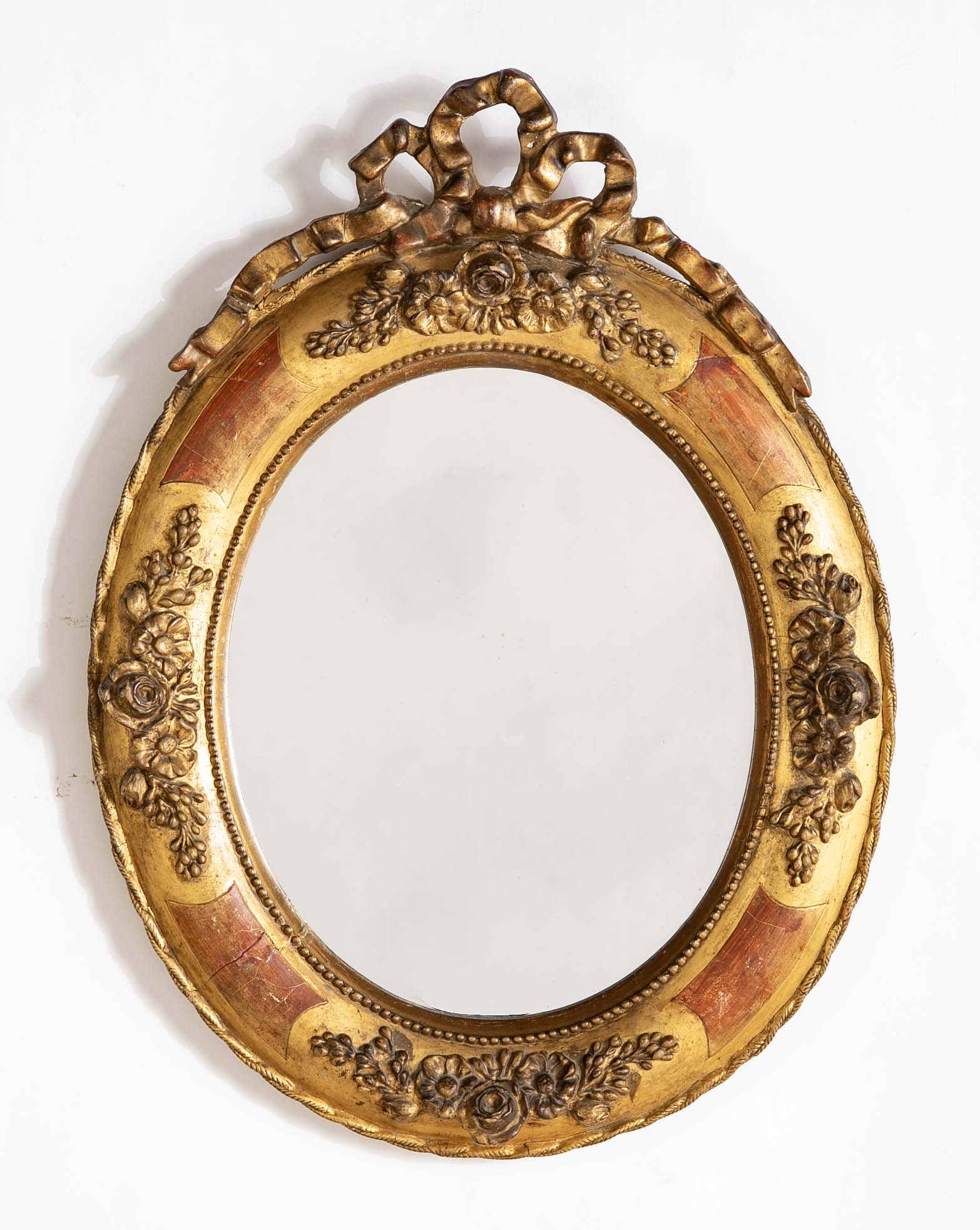 18th Century Italian Rococo Gilt Wood Oval Mirror