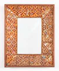 18th Century Spanish Colonial Carved and Painted Frame with Mirror