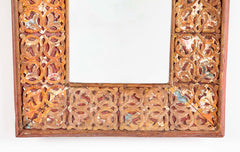 18th Century Spanish Colonial Carved and Painted Frame with Mirror