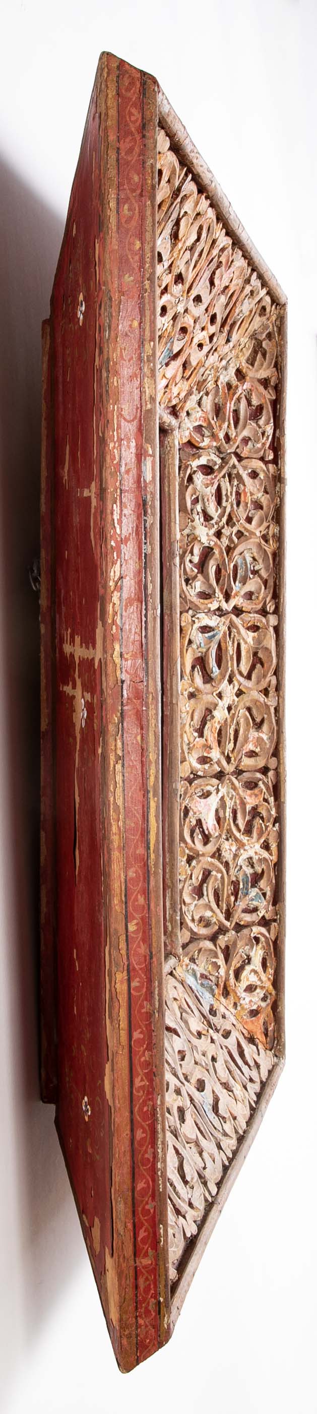 18th Century Spanish Colonial Carved and Painted Frame with Mirror