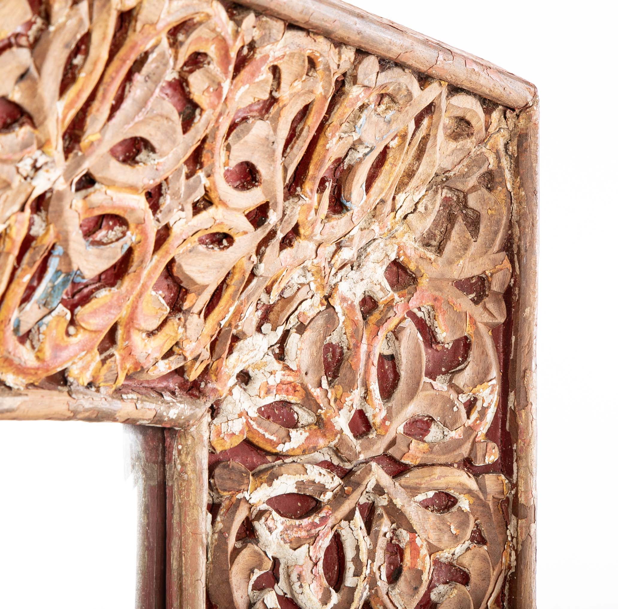 18th Century Spanish Colonial Carved and Painted Frame with Mirror