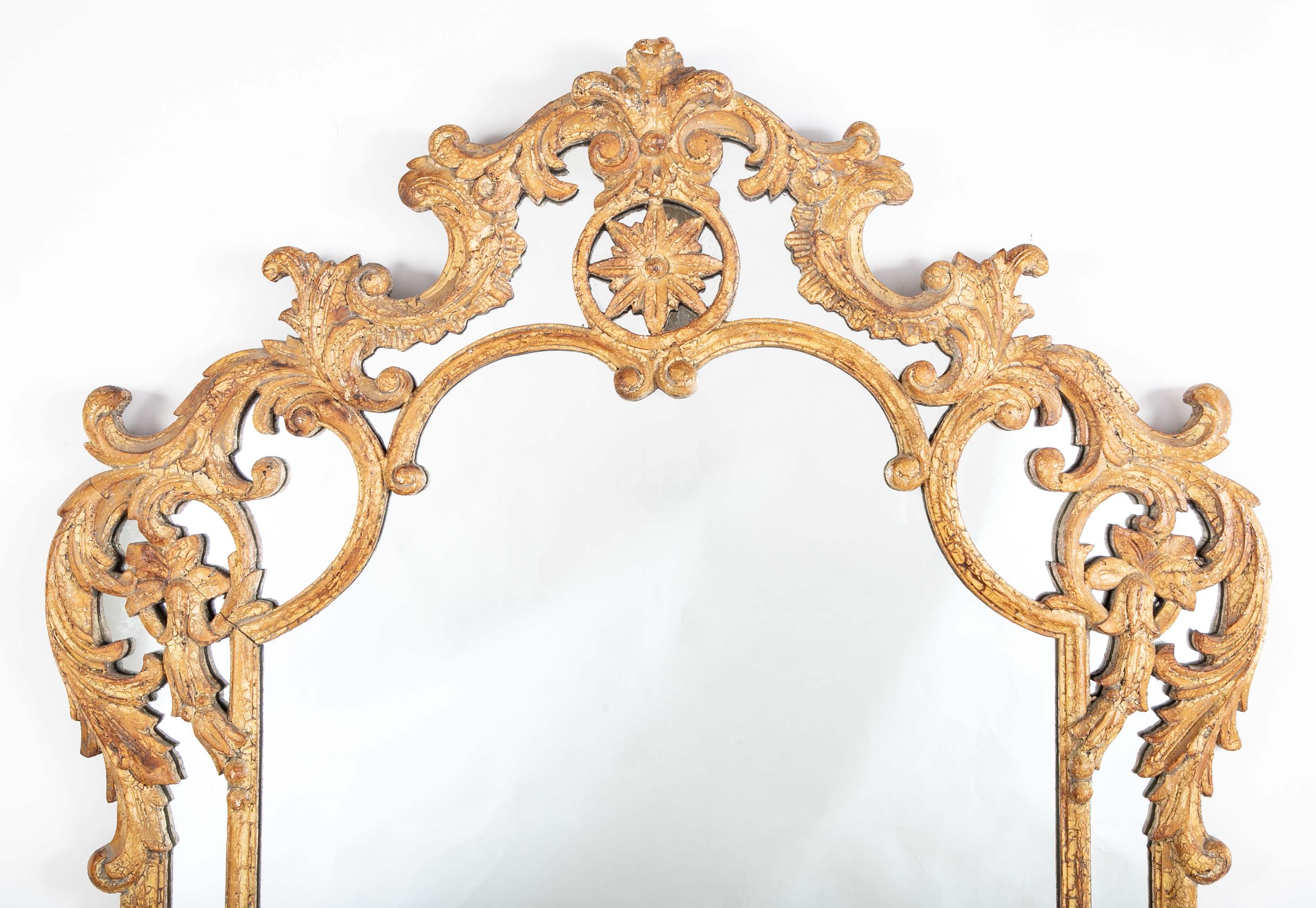 French Rococo Style Carved Wood Mirror with Wonderful Gesso Surface