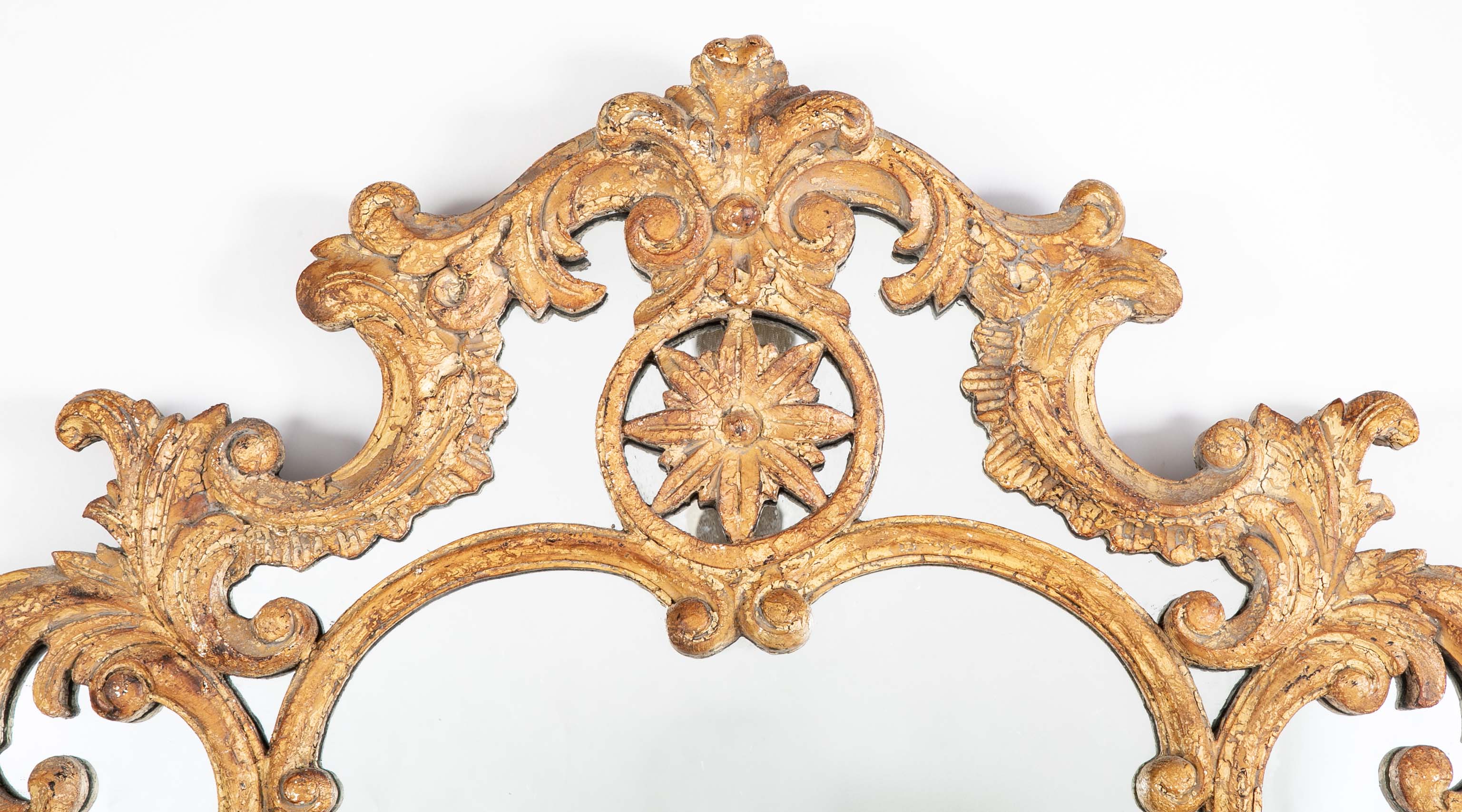 French Rococo Style Carved Wood Mirror with Wonderful Gesso Surface