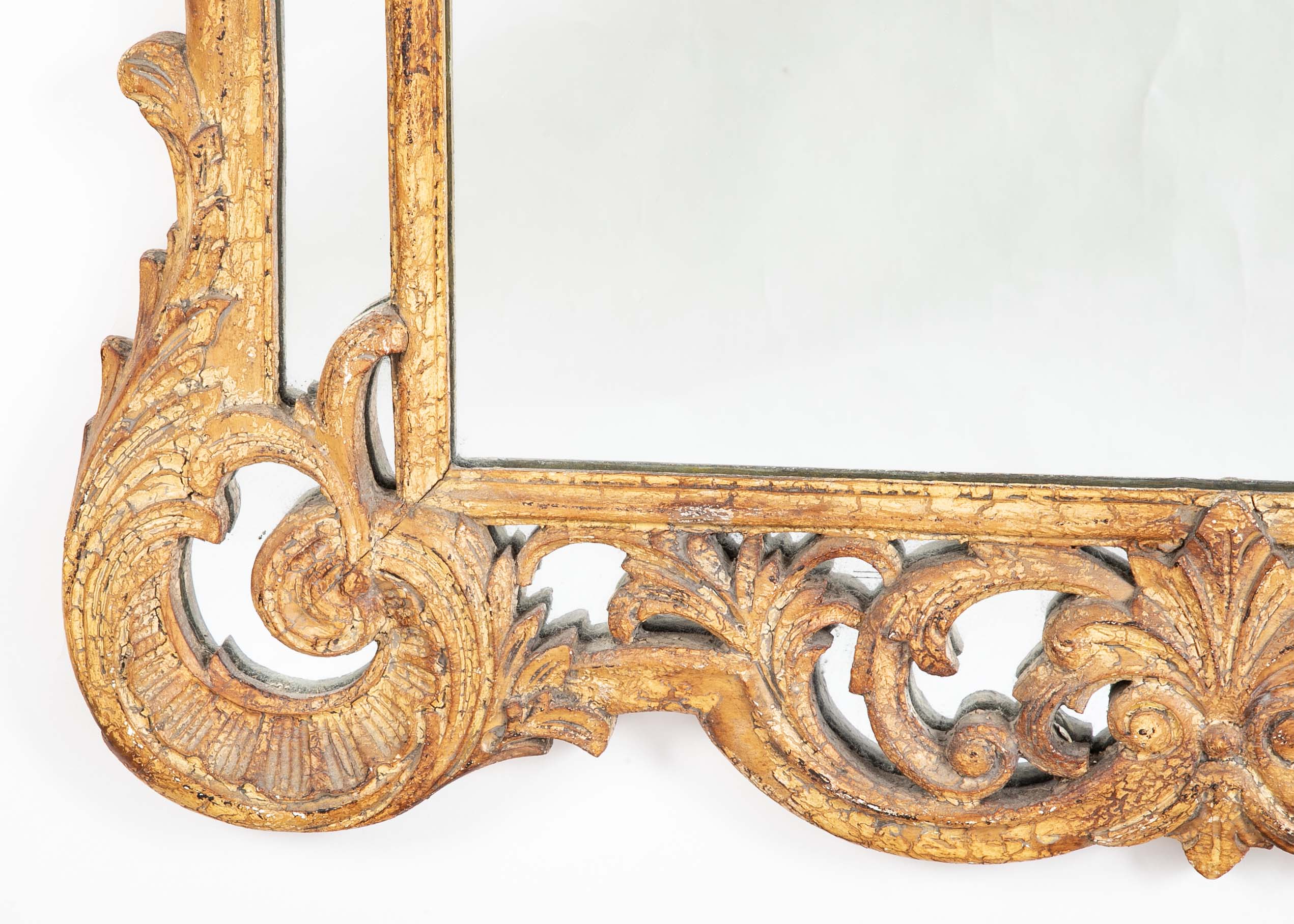 French Rococo Style Carved Wood Mirror with Wonderful Gesso Surface