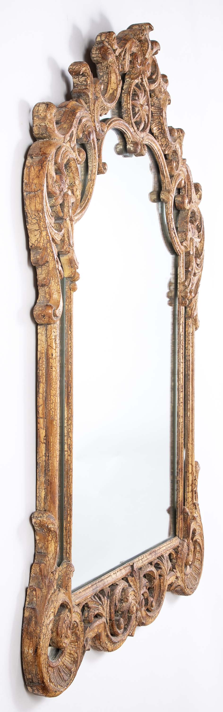 French Rococo Style Carved Wood Mirror with Wonderful Gesso Surface