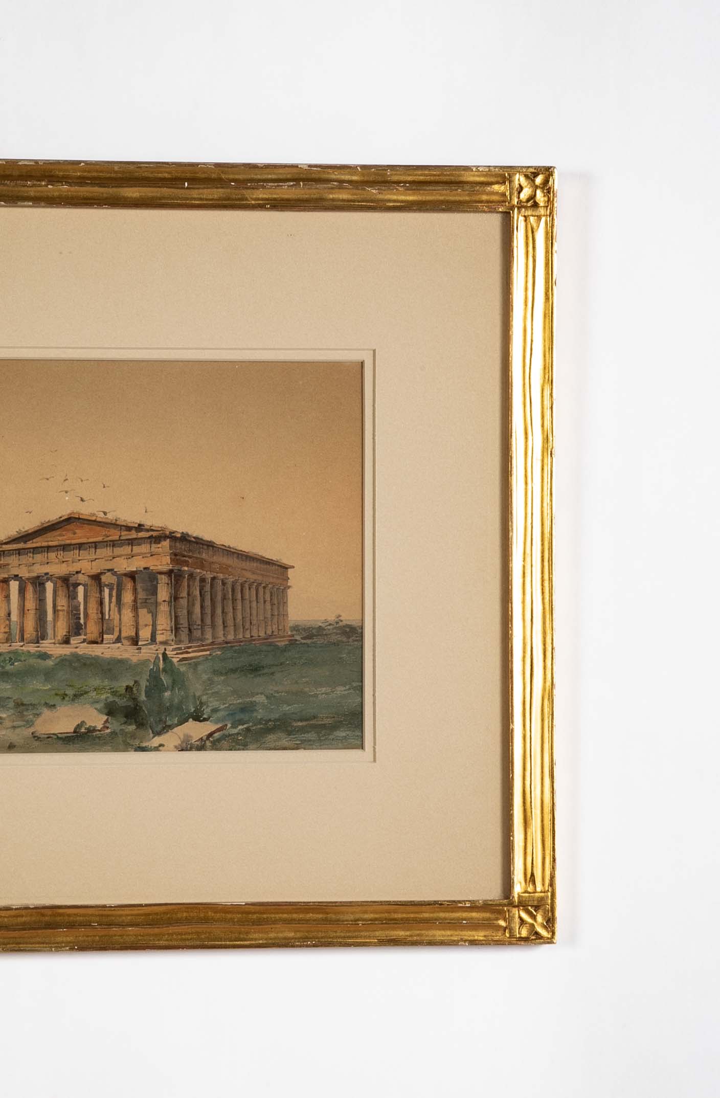 Water Color Of The Greek Ruins At Paestum, Italy By Vincenzo Loria