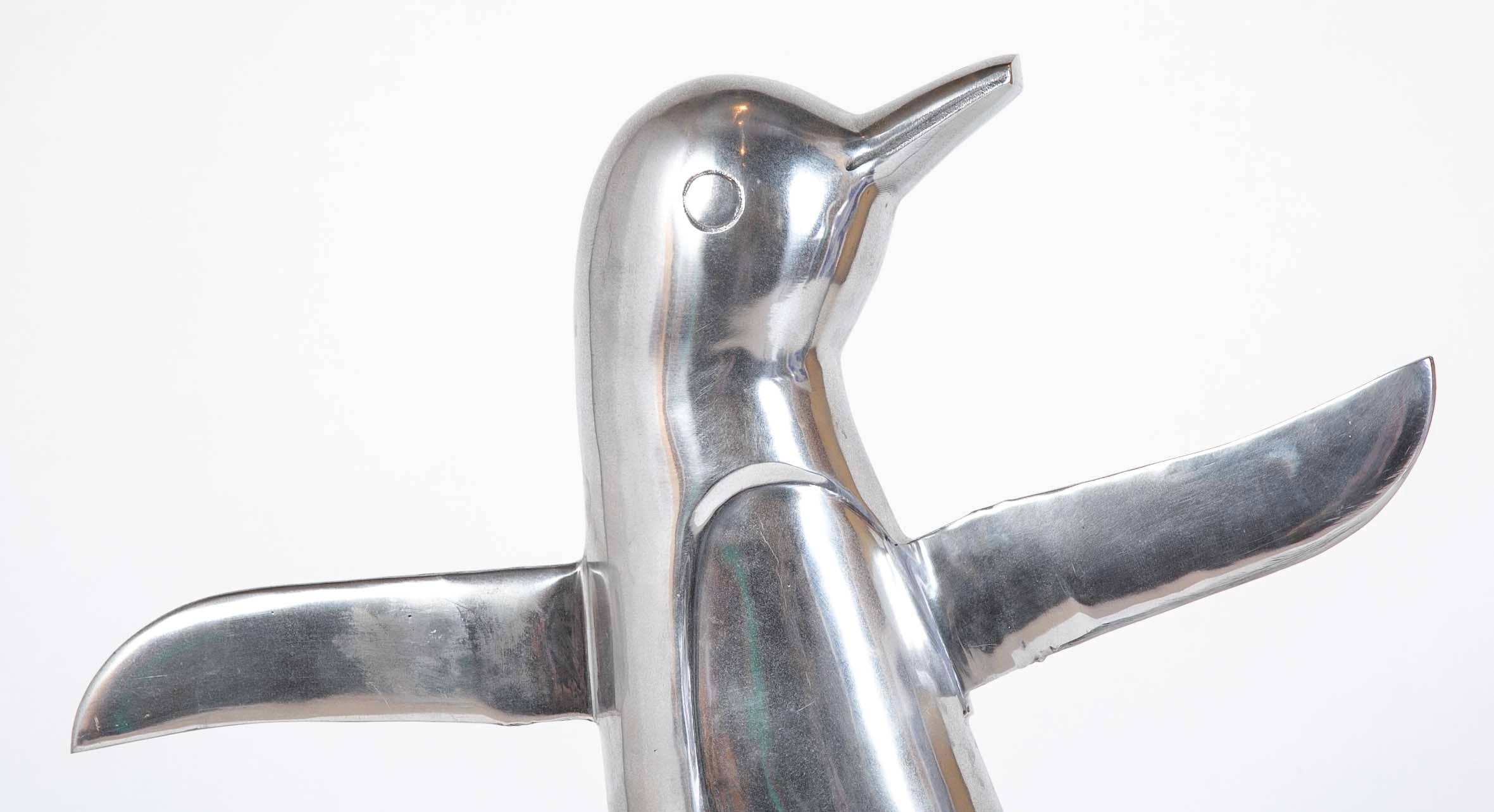 Pair Large Scale Aluminum Dancing Penguins