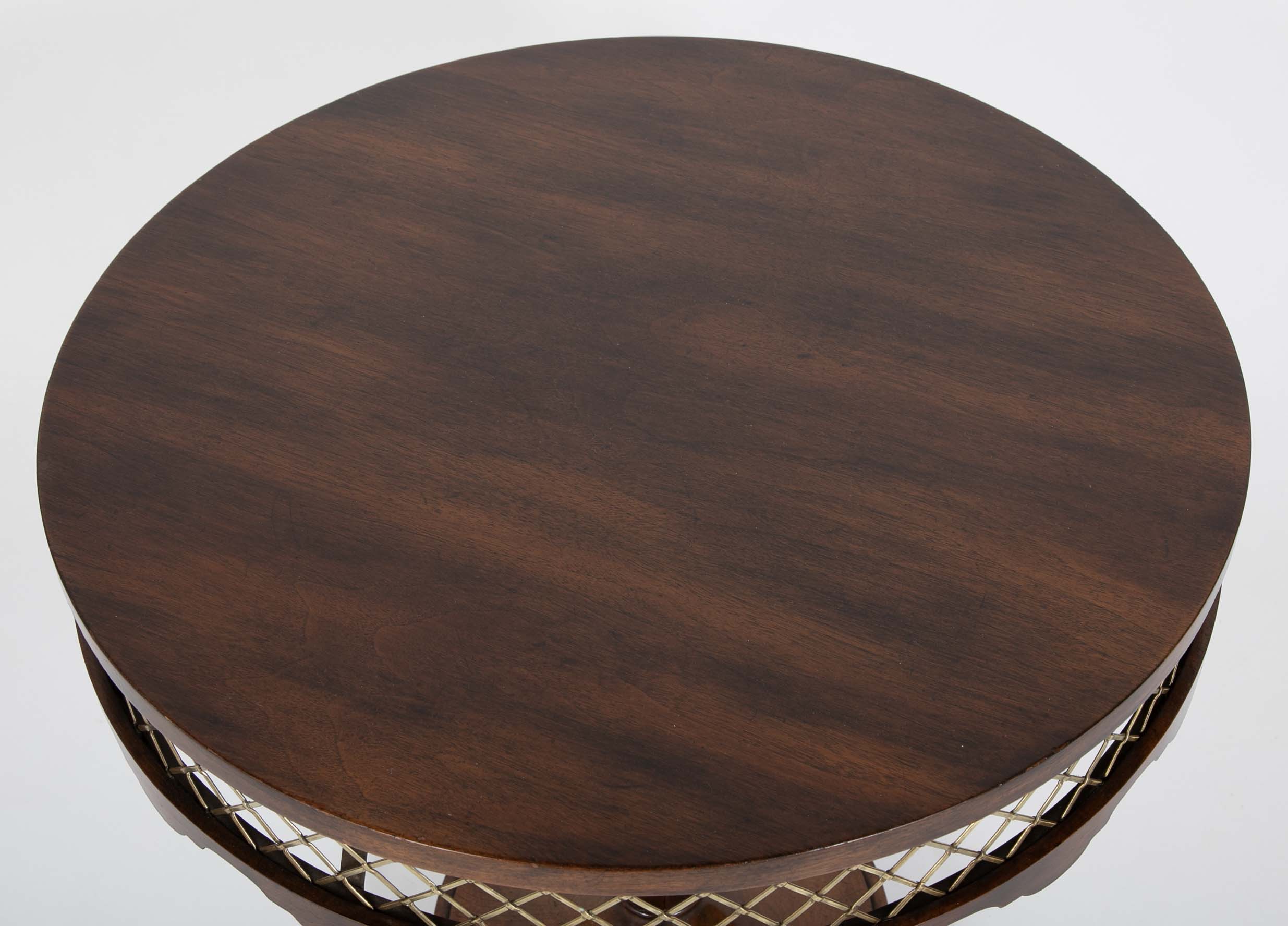 Austrian Vienna Secessionist Rosewood and Brass Side Table