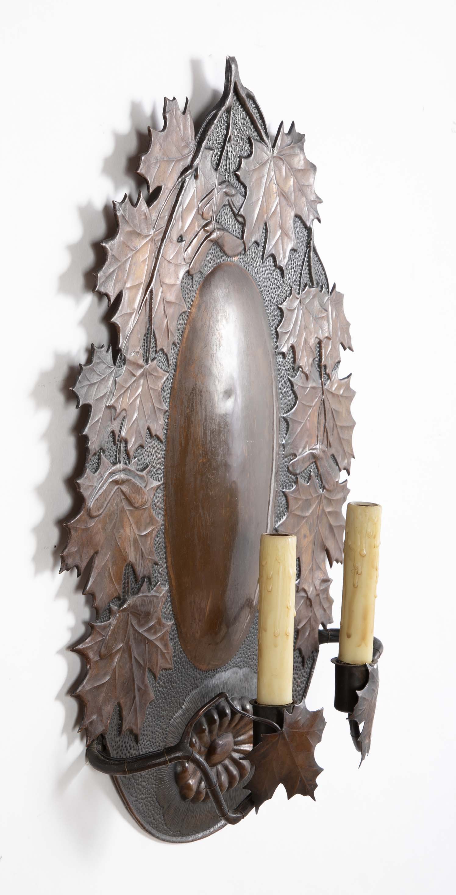 Pair of Dutch Baroque Style Copper Repousse Sconces