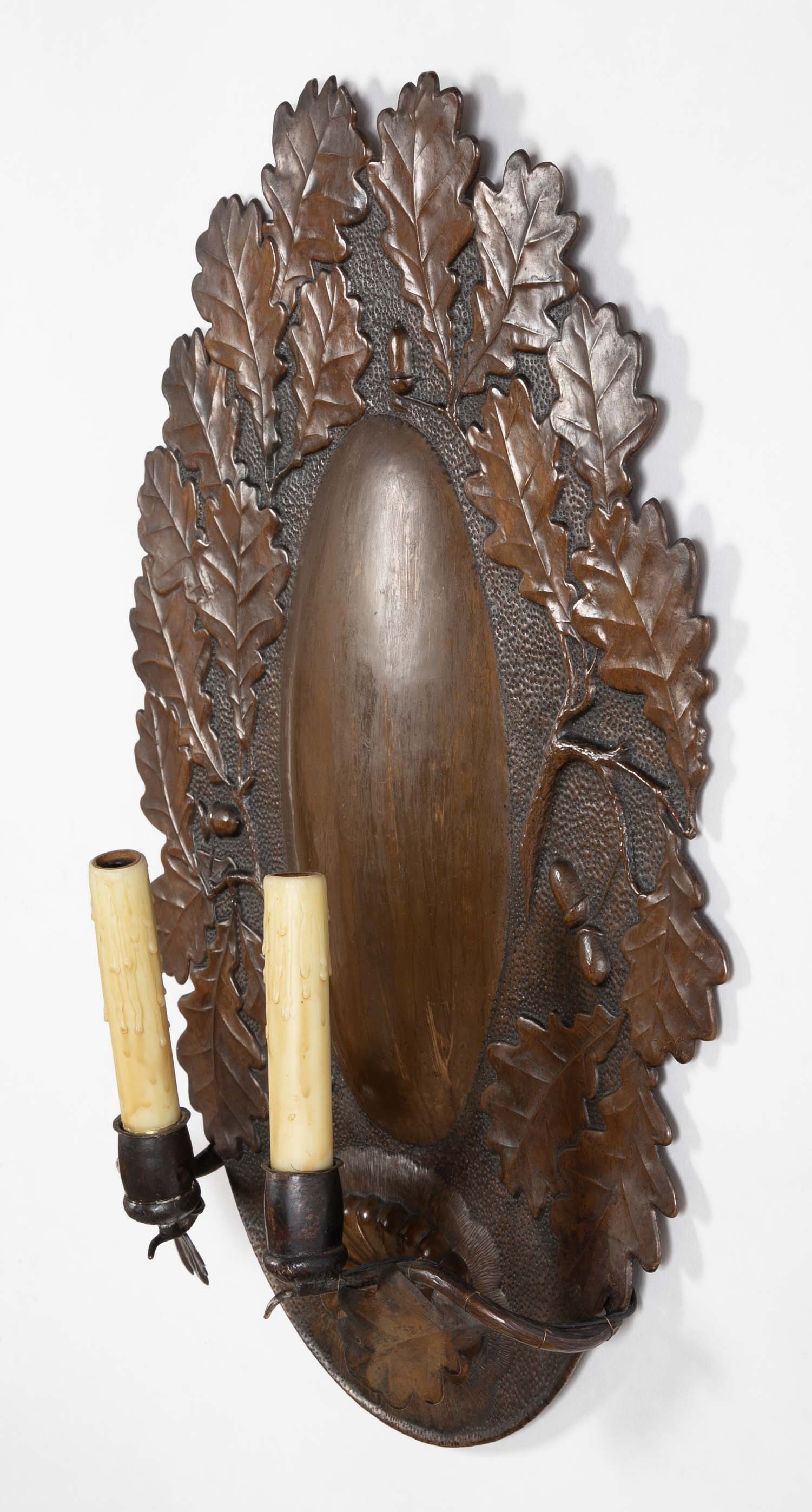 Pair of Dutch Baroque Style Copper Repousse Sconces