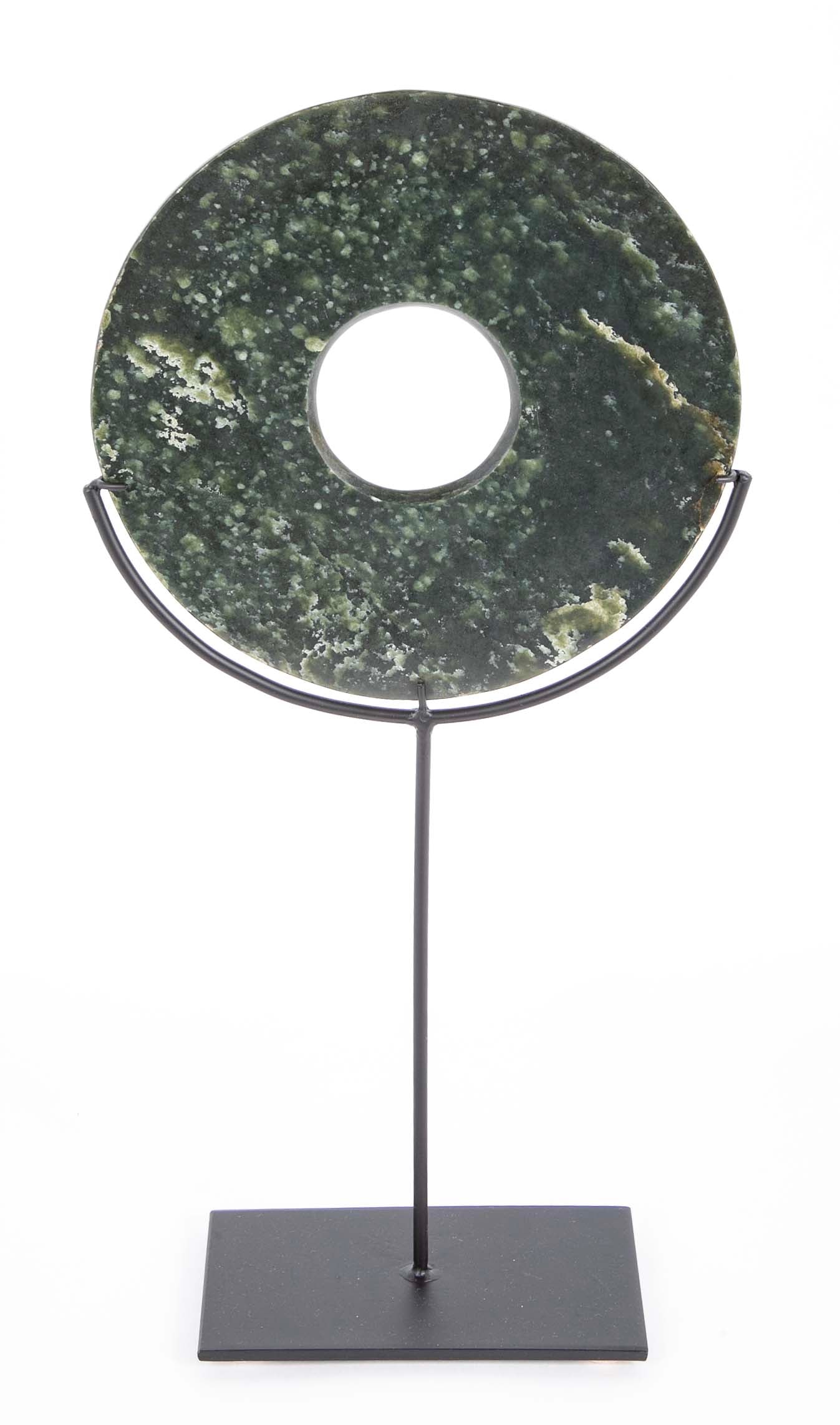 19th Century Chinese Jade Bi Disc on Custom Steel Base