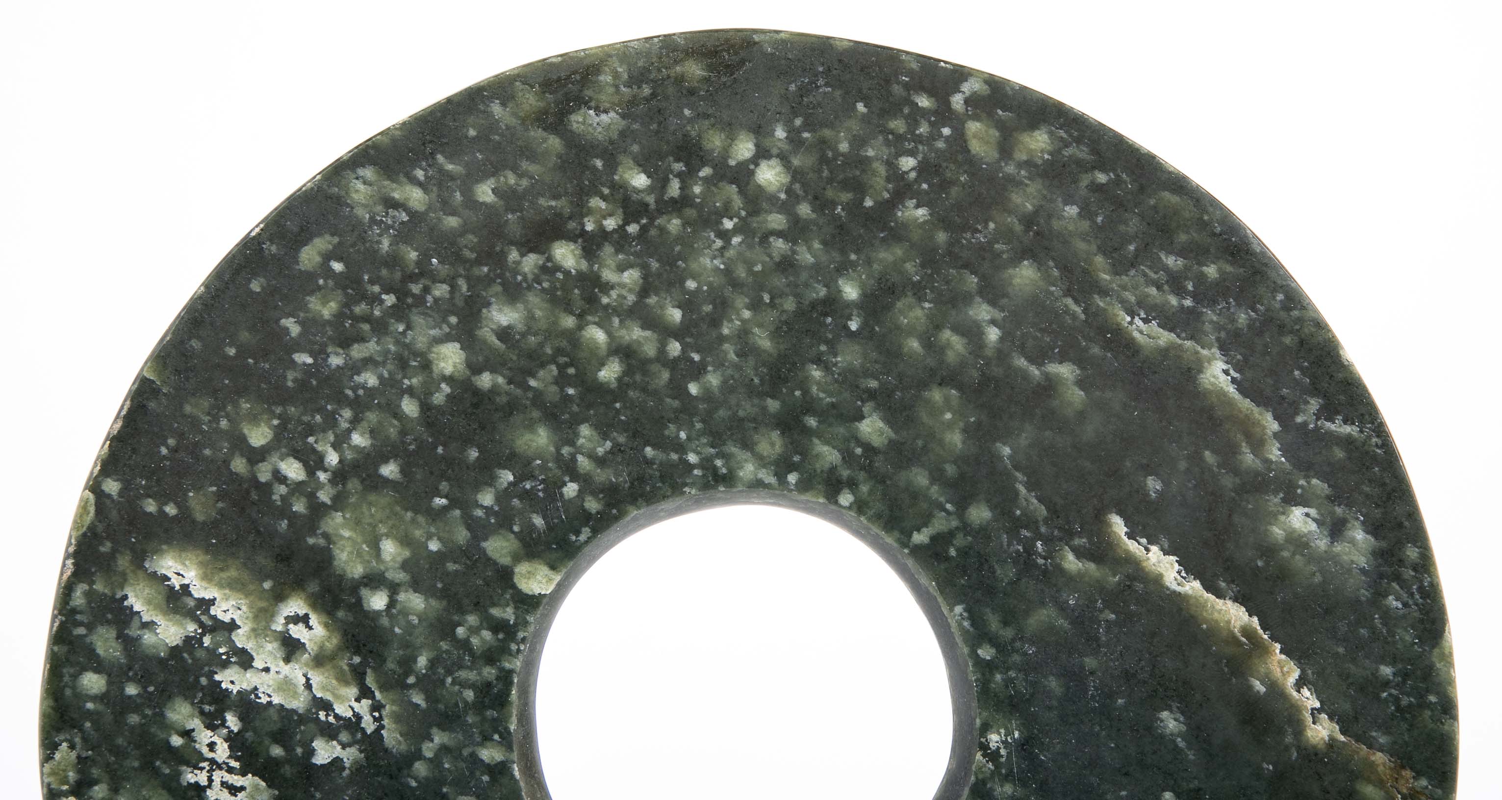 19th Century Chinese Jade Bi Disc on Custom Steel Base