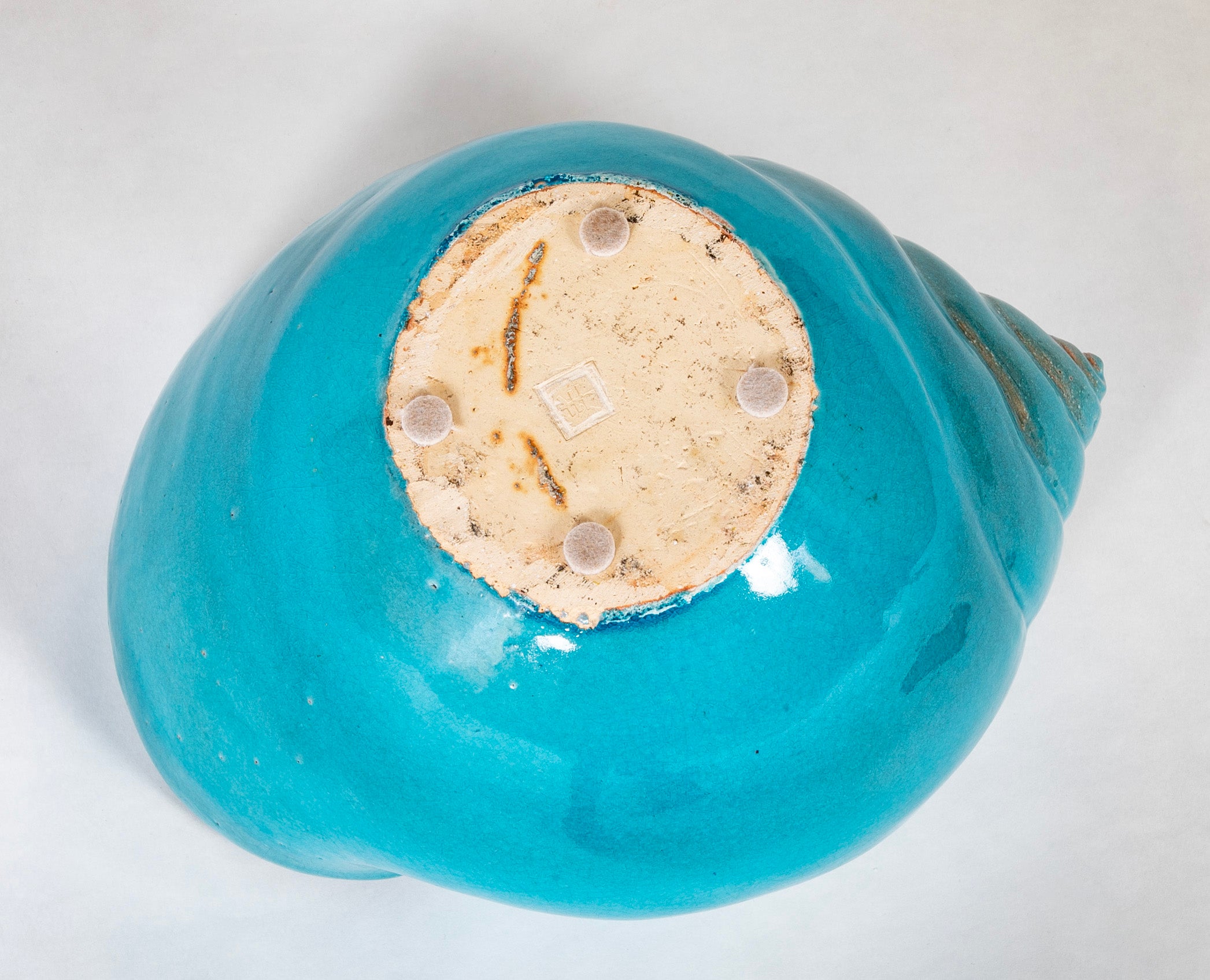 Turquoise Blue Glazed Sea Shell Vase Jardiniere Planter