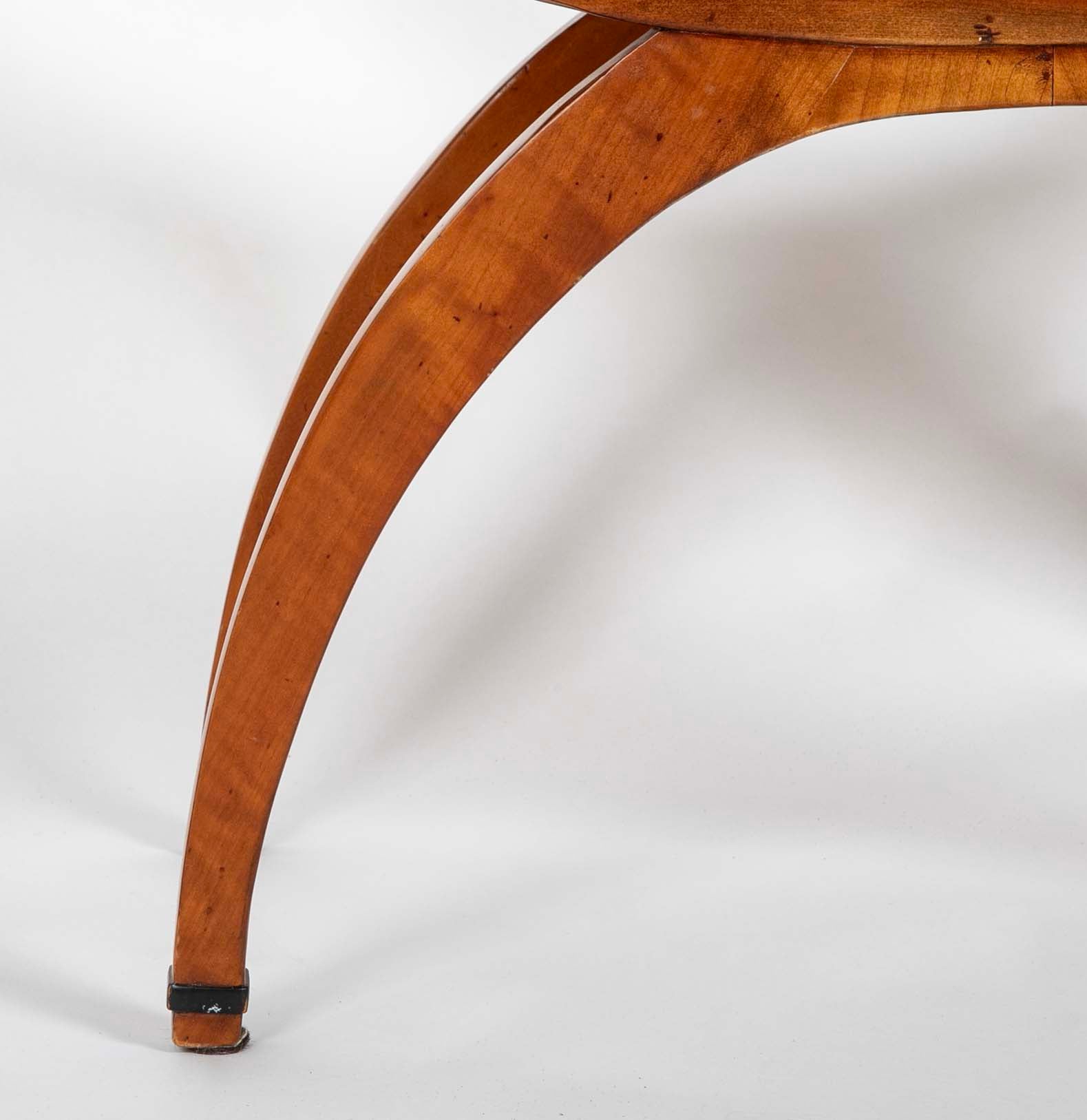 Italian Neoclassical Walnut Curule Stool With Ebonized Accents