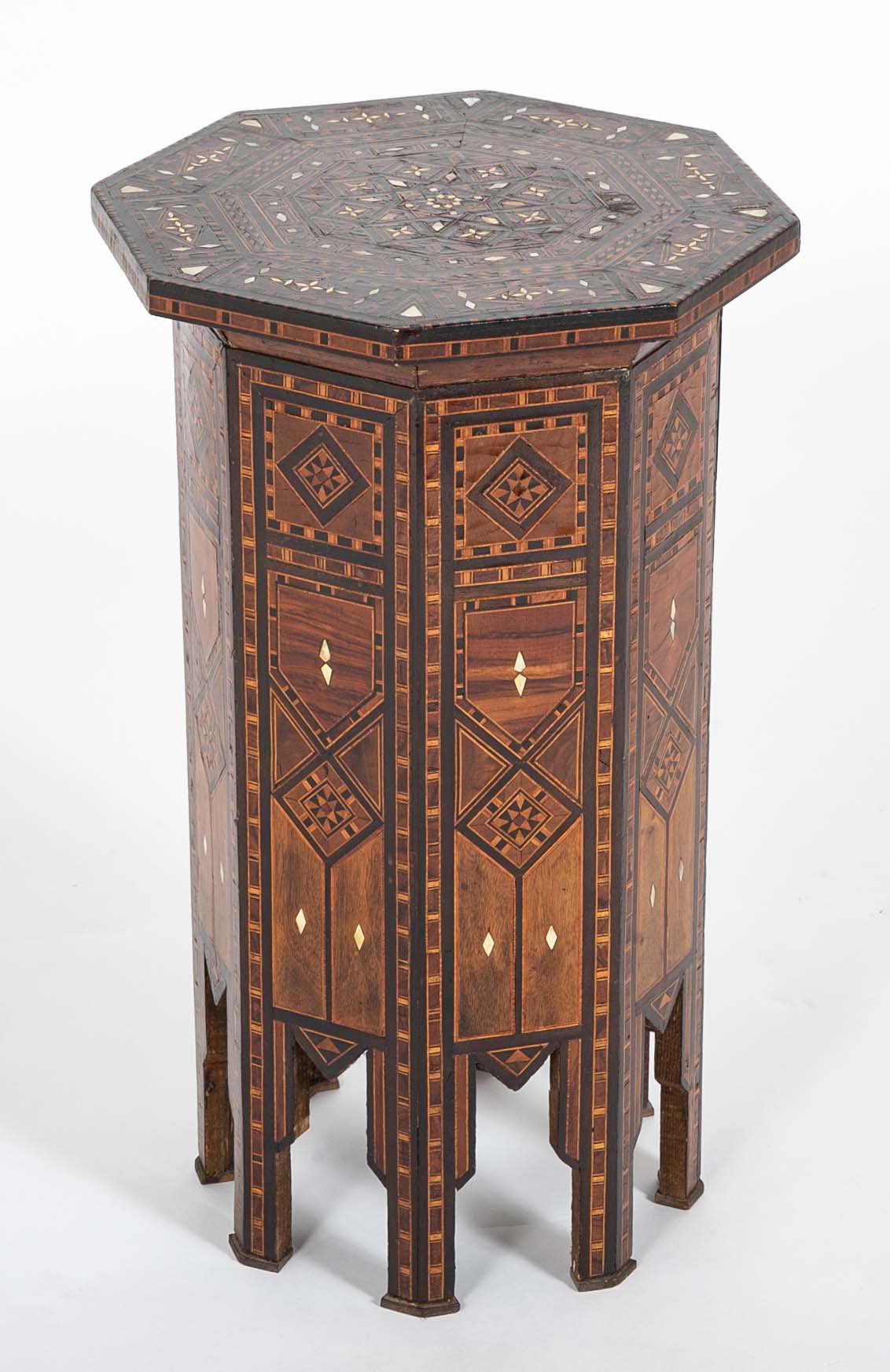 Syrian Octagonal Side Table With Ebony, Rosewood and Bone Inlay