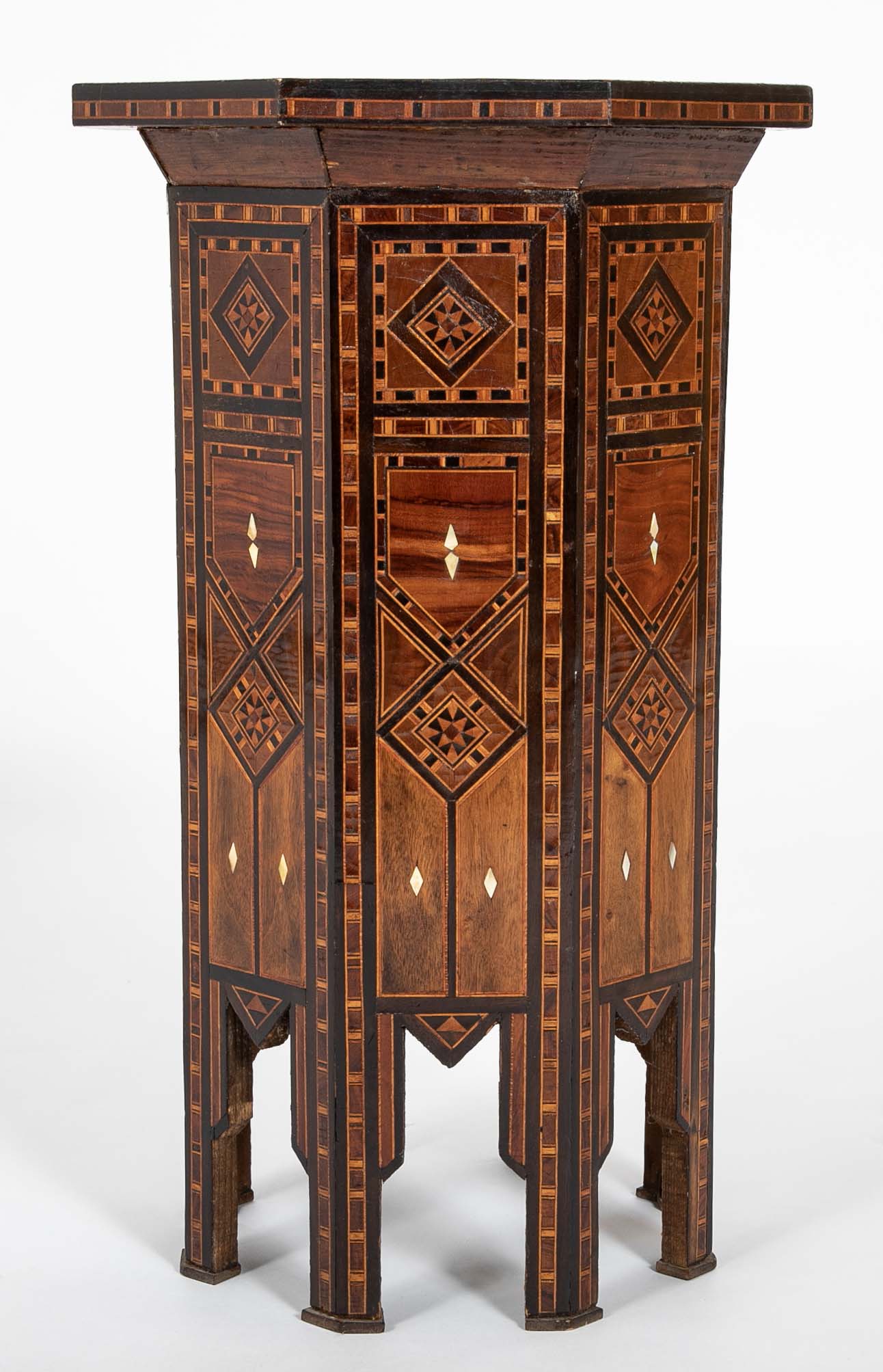 Syrian Octagonal Side Table With Ebony, Rosewood and Bone Inlay