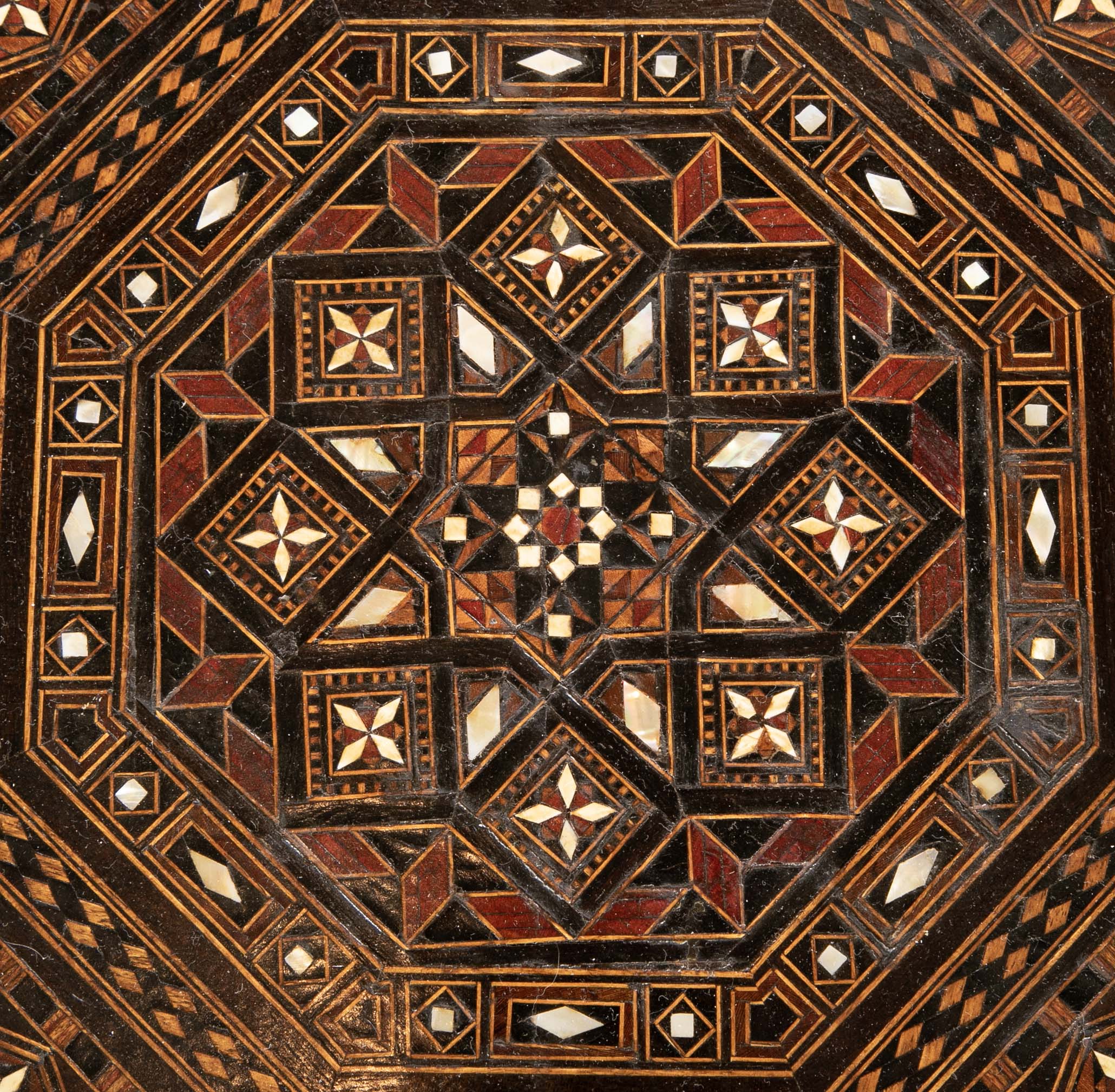 Syrian Octagonal Side Table With Ebony, Rosewood and Bone Inlay