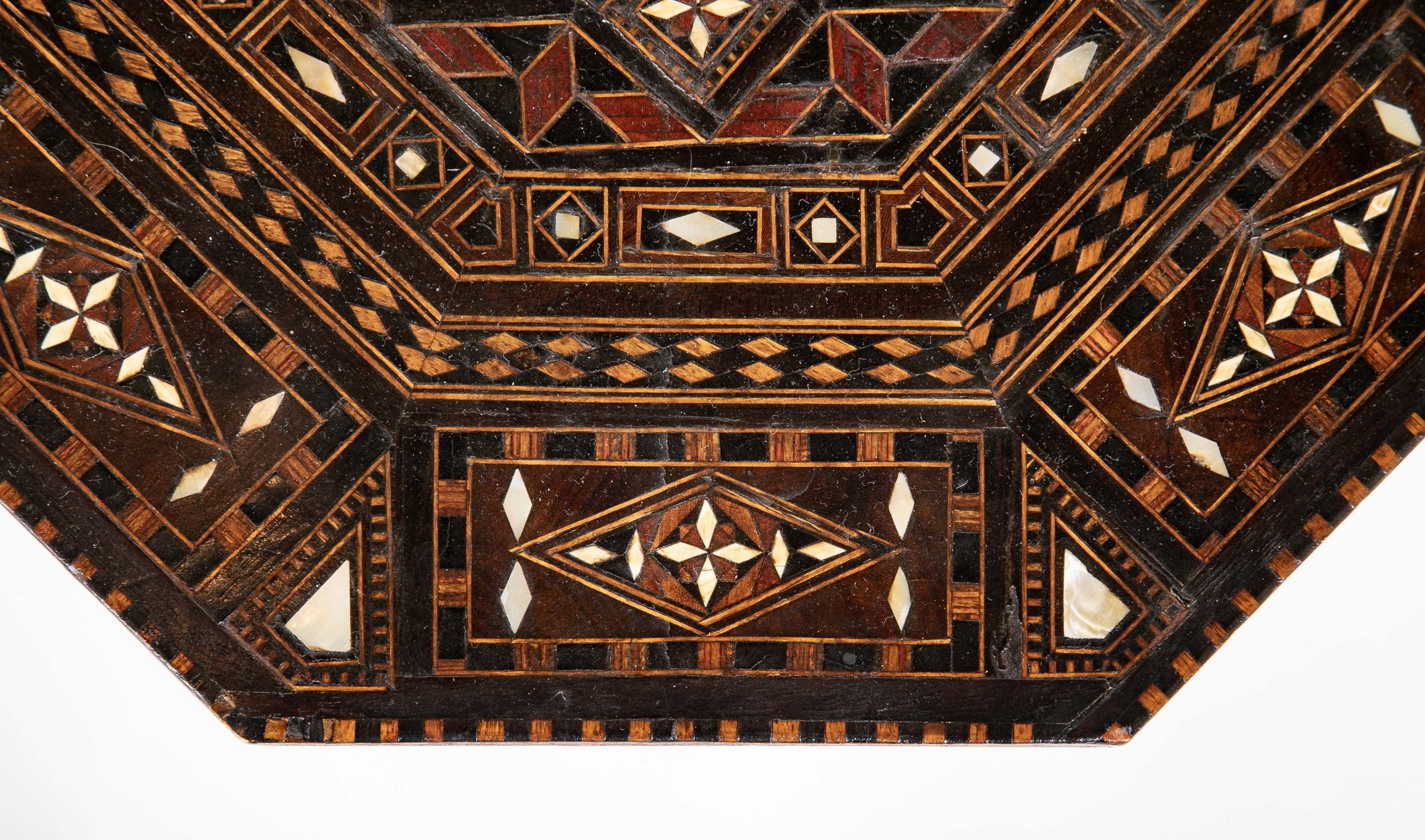 Syrian Octagonal Side Table With Ebony, Rosewood and Bone Inlay