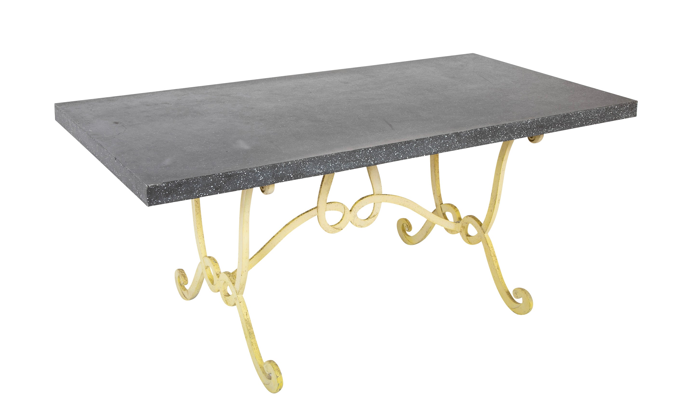 Dorothy Draper Steel Table with Faux Granite Top and Yellow Base