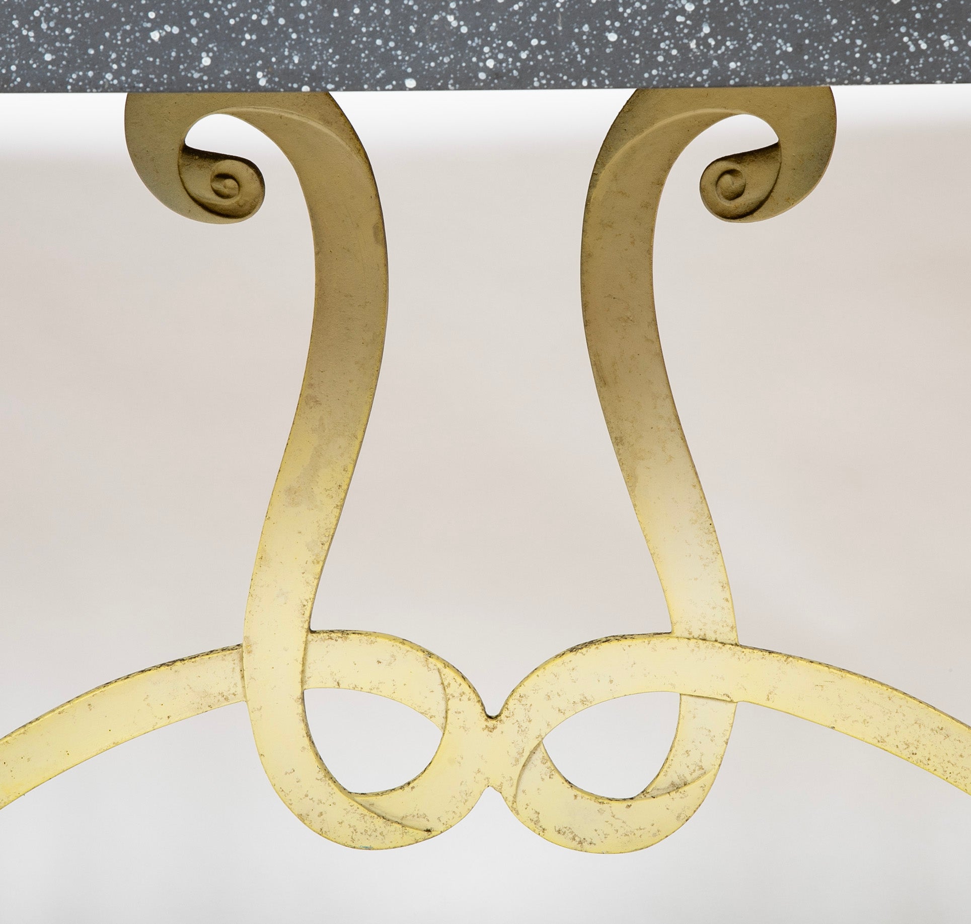 Dorothy Draper Steel Table with Faux Granite Top and Yellow Base