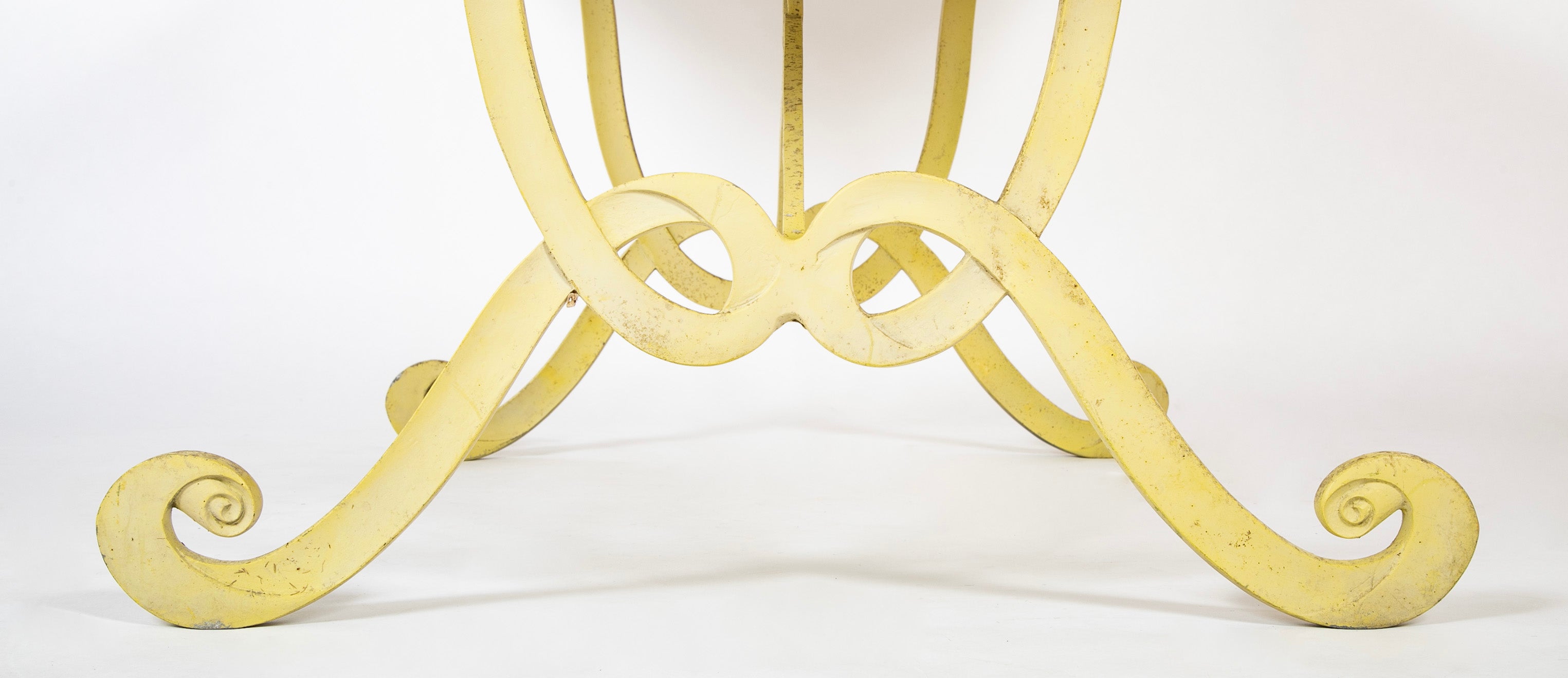 Dorothy Draper Steel Table with Faux Granite Top and Yellow Base