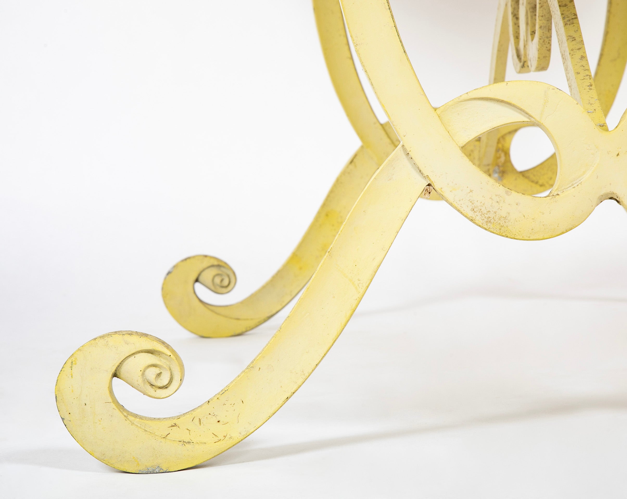 Dorothy Draper Steel Table with Faux Granite Top and Yellow Base