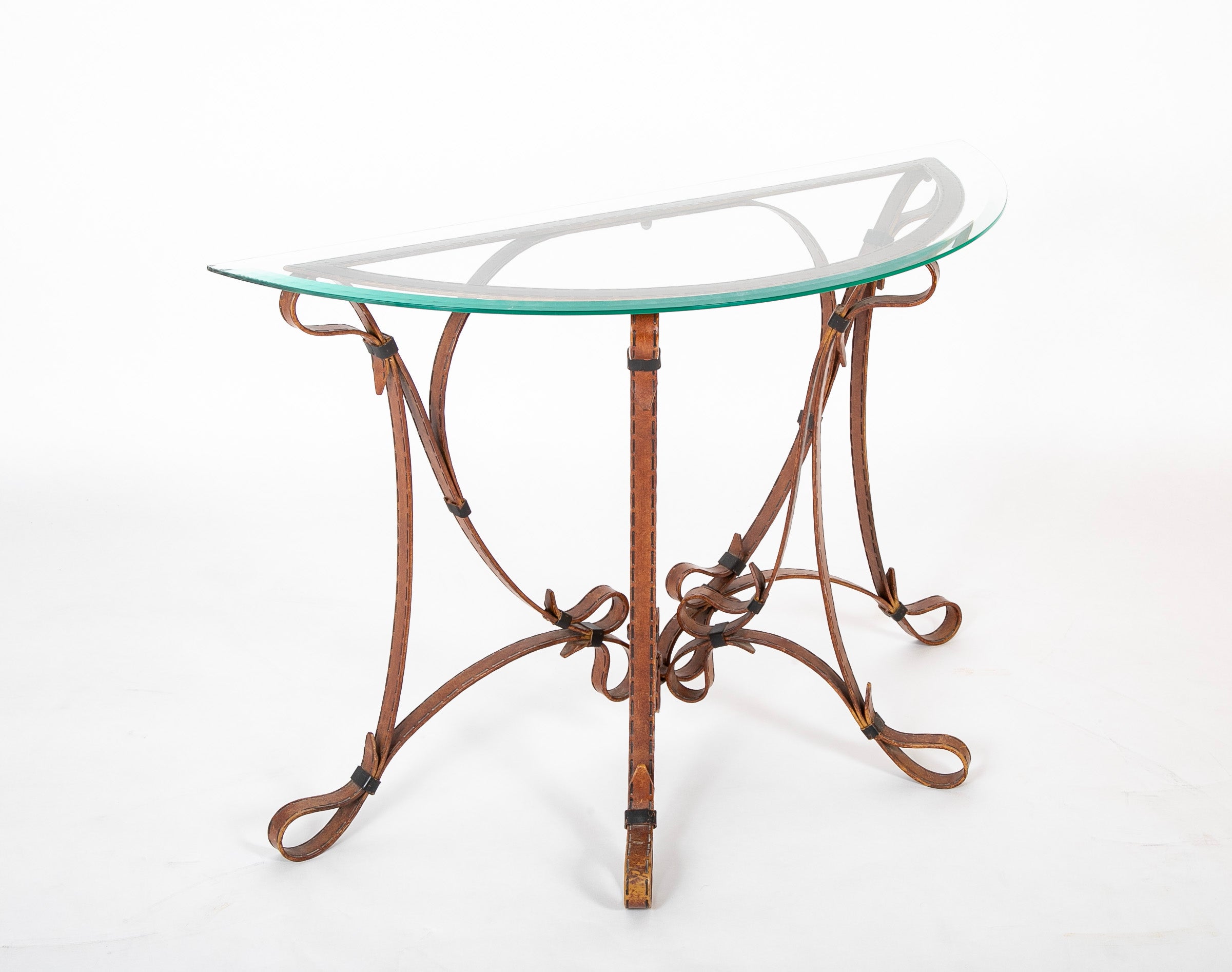 Iron Glass Top Console Table